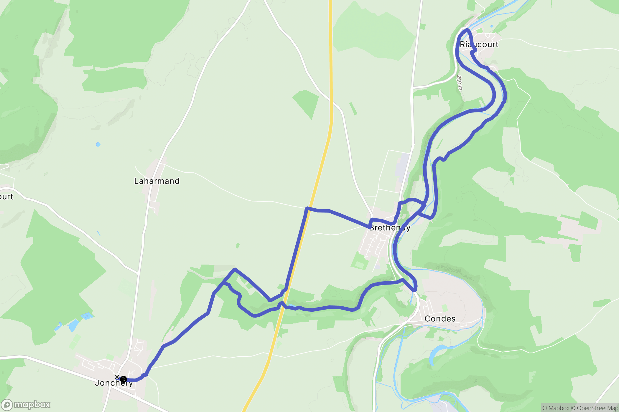 Jonchery : carte du parcours de randonnée - France