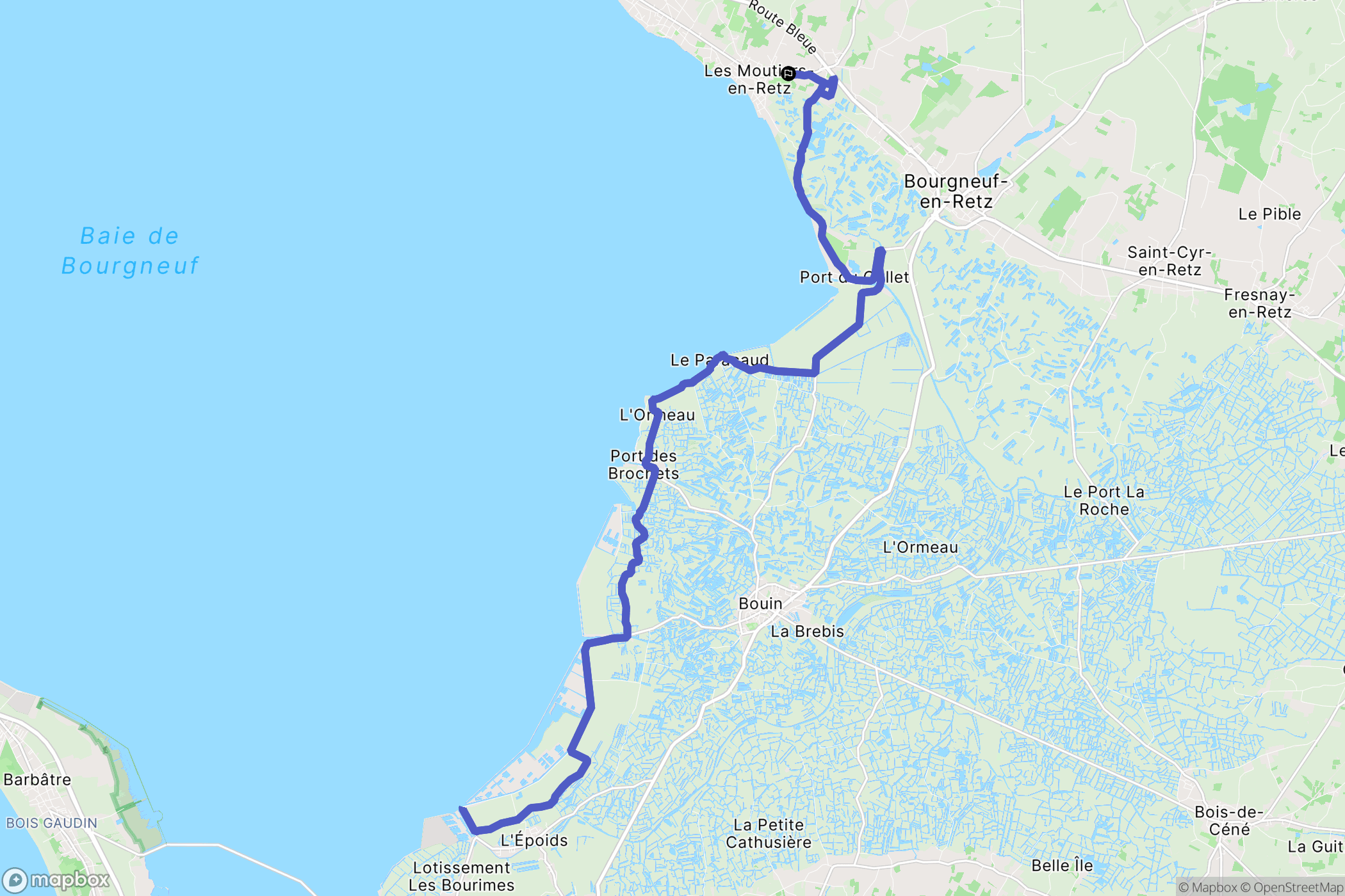 Les Moutiers-en-Retz : carte du parcours de randonnée - France
