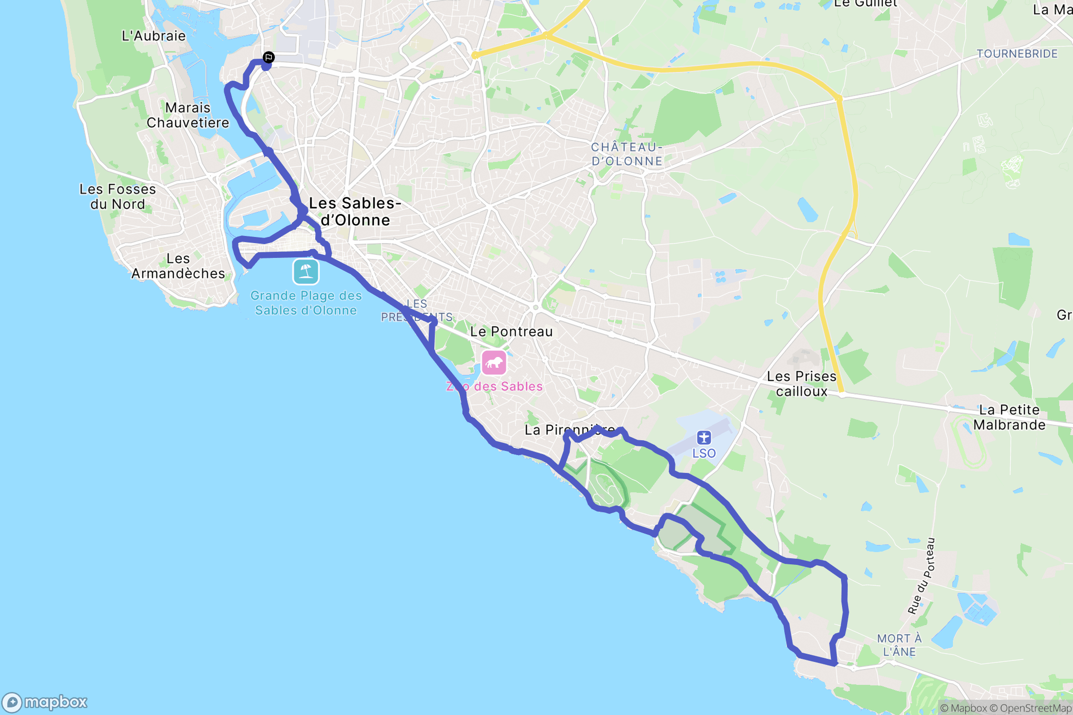 Les Sables-d'Olonne : carte du parcours de randonnée - France