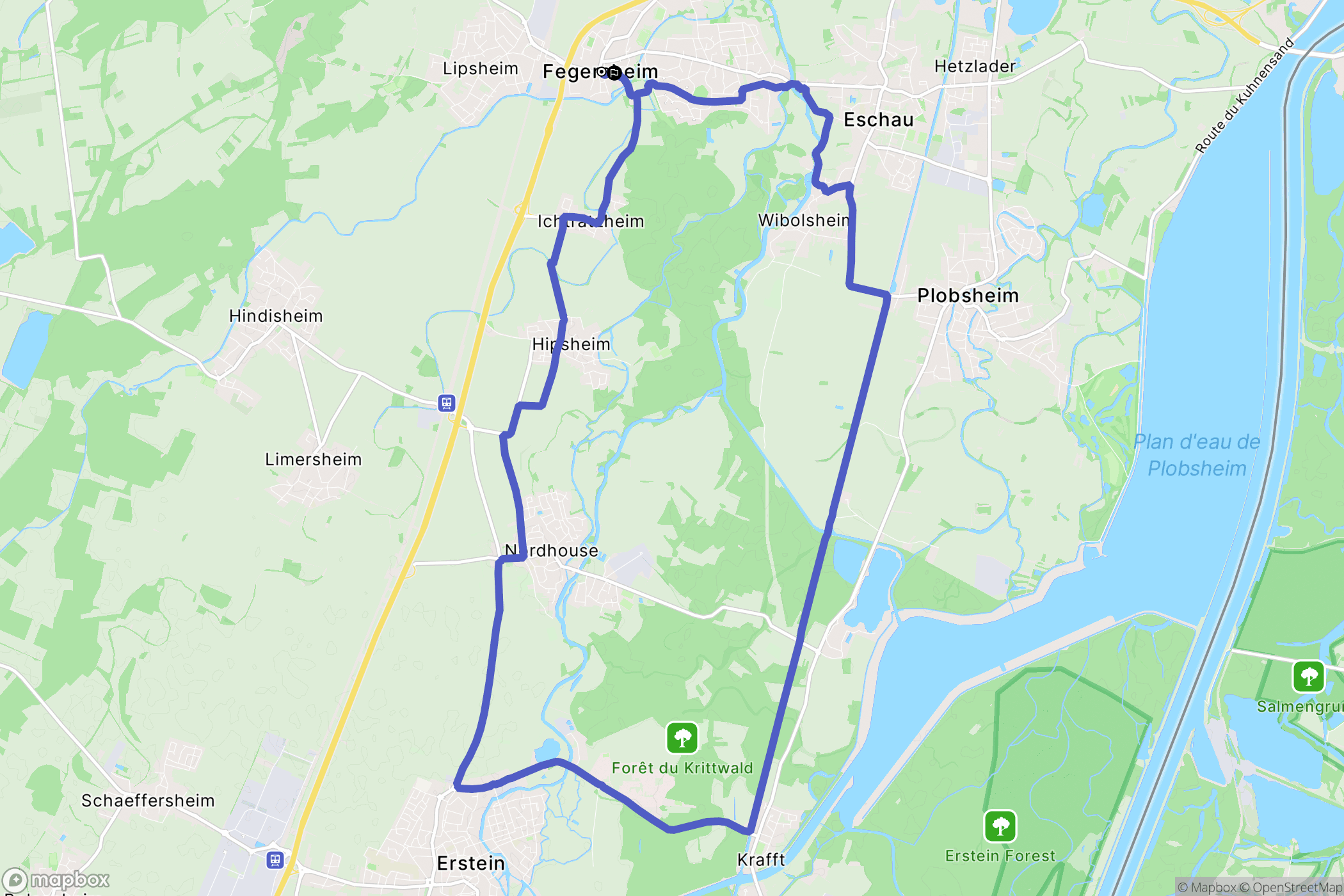 Fegersheim : carte du parcours de randonnée - France
