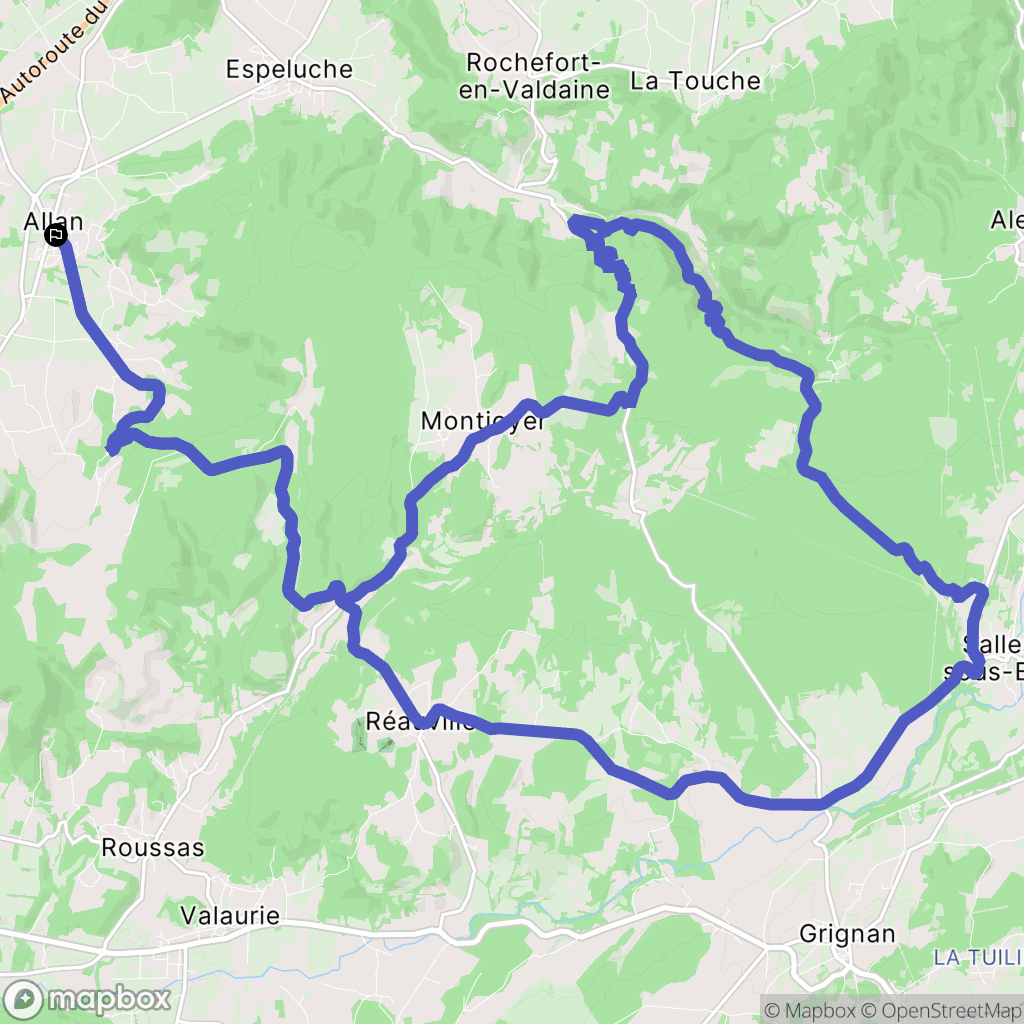 Allan : carte du parcours de randonnée - France