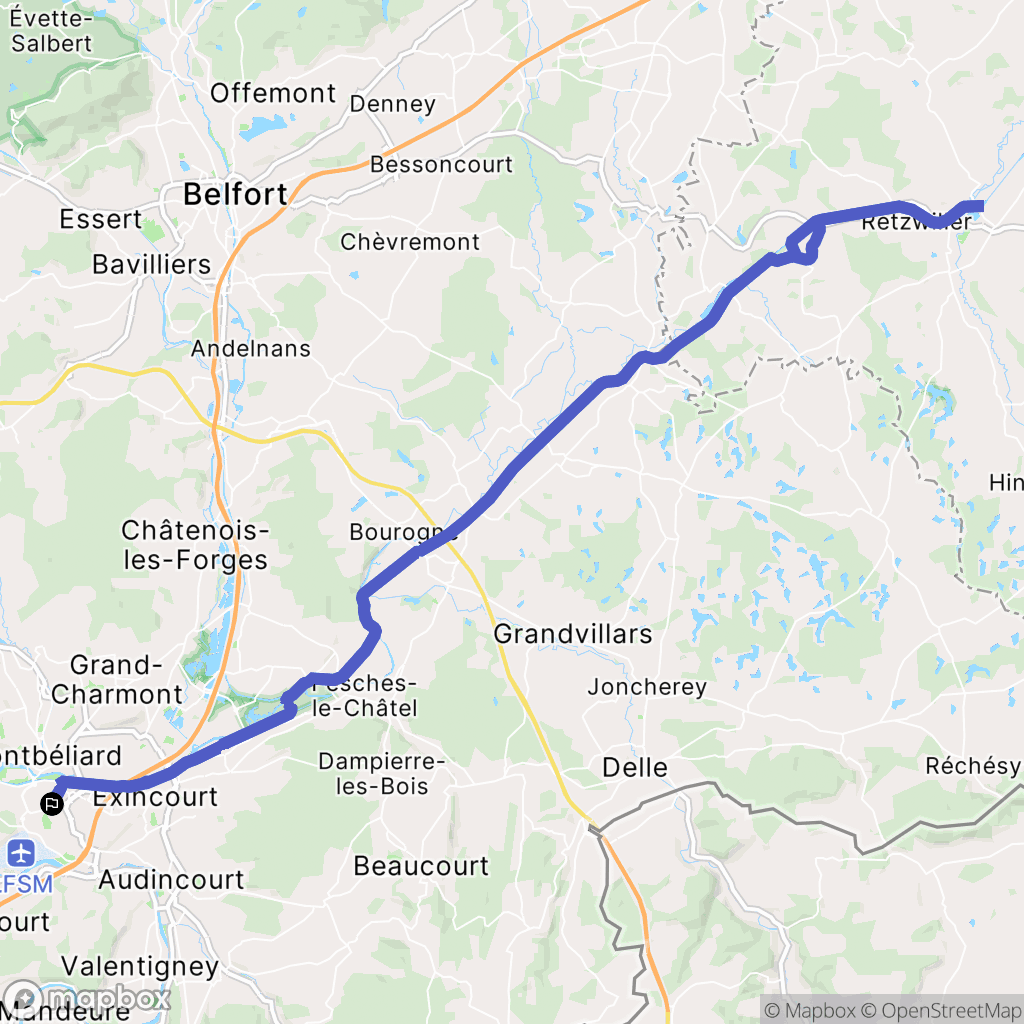 Montbéliard : carte du parcours de randonnée - France