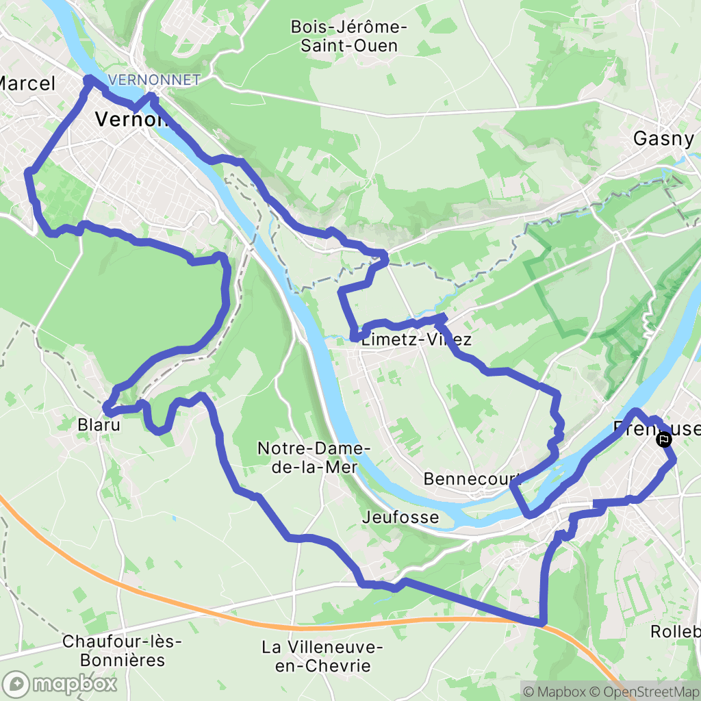 Freneuse : carte du parcours de randonnée - France