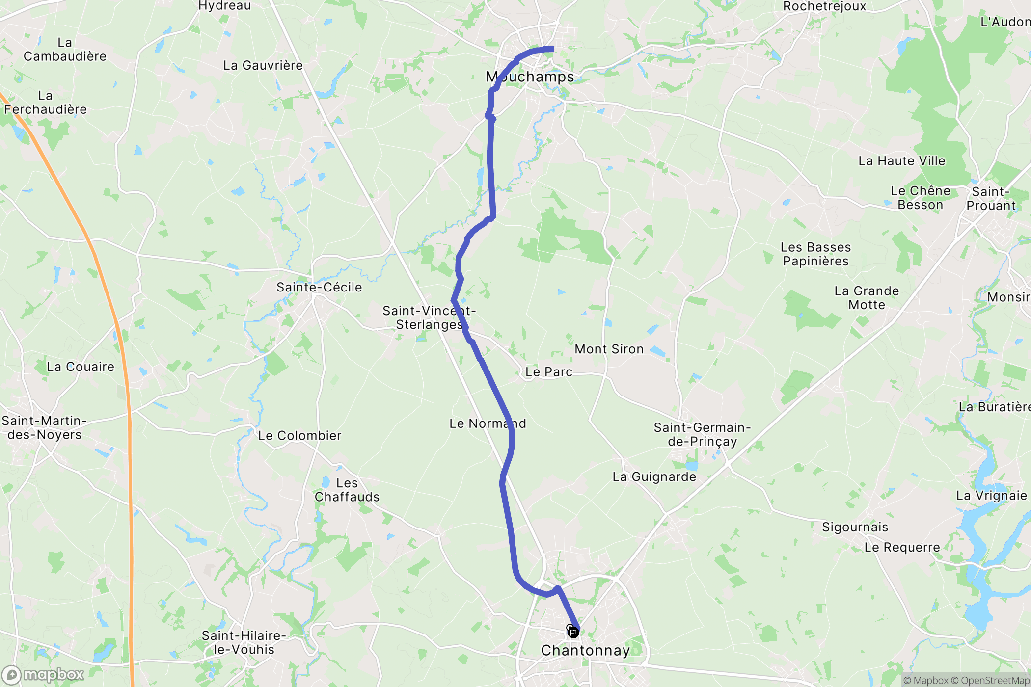 Chantonnay : carte du parcours de randonnée - France