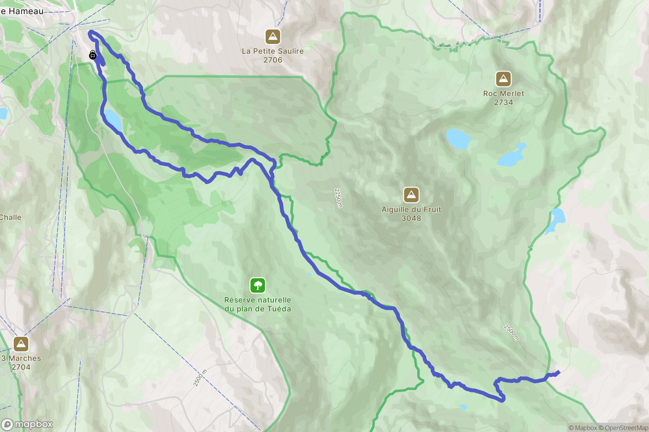 Les Allues : carte du parcours de randonnée - France