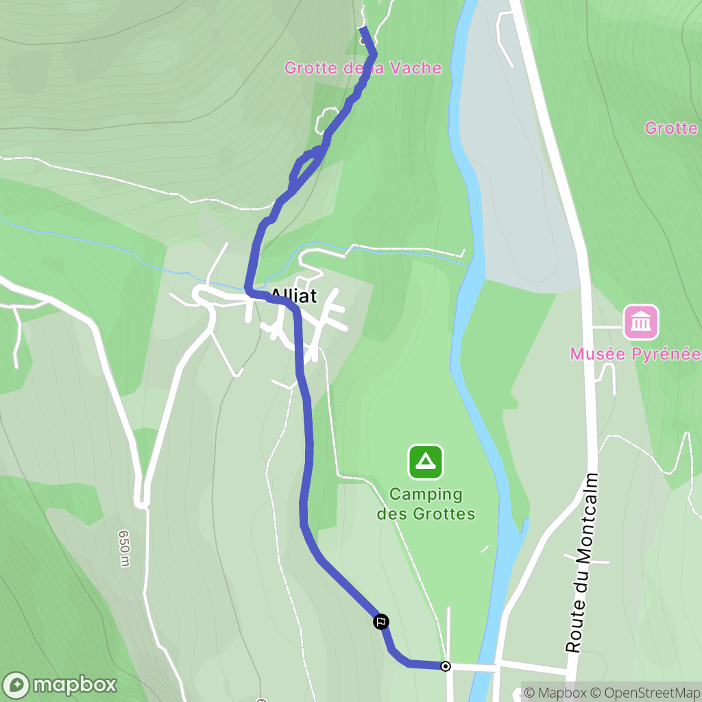 Alliat : carte du parcours de randonnée - France