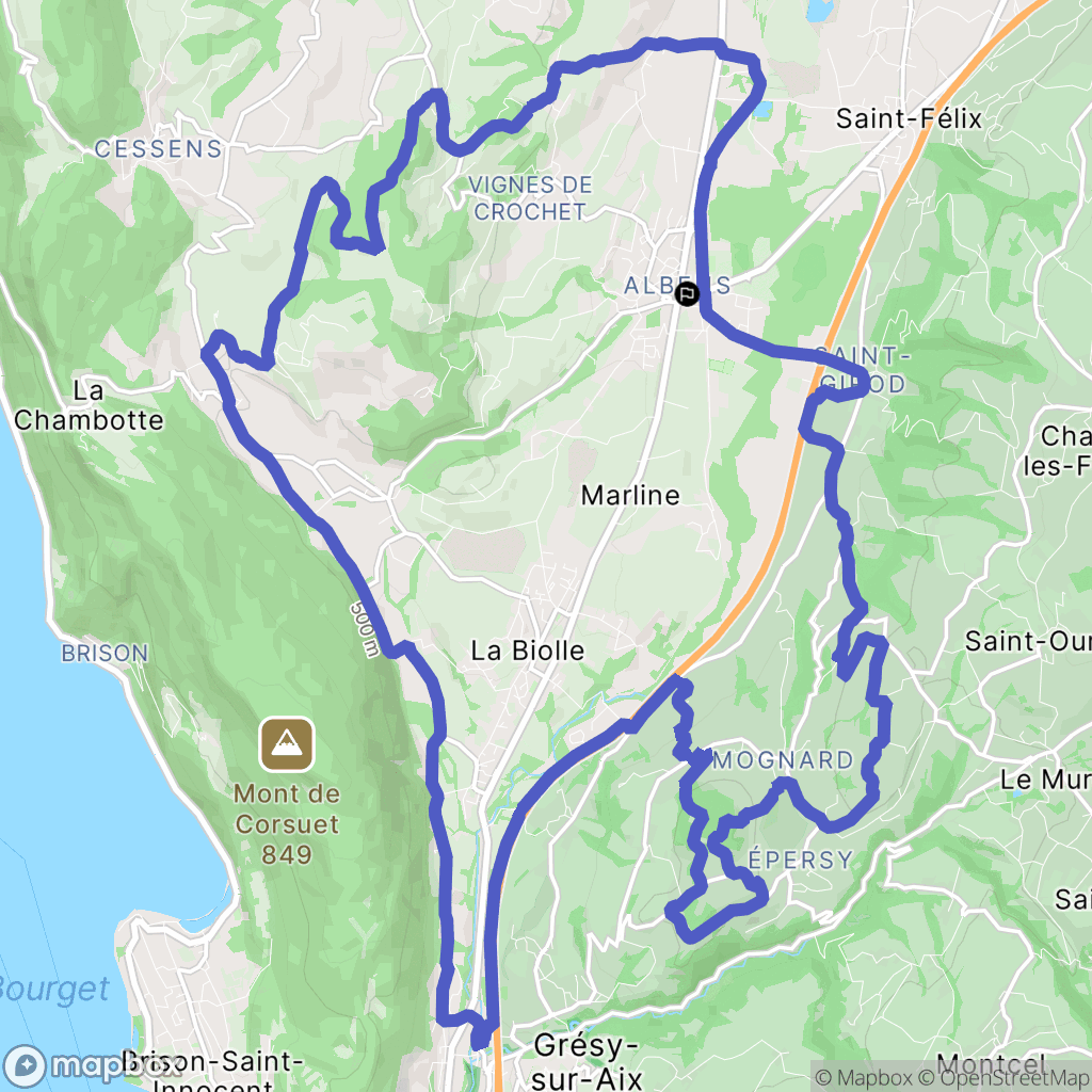 Entrelacs : carte du parcours de randonnée - France