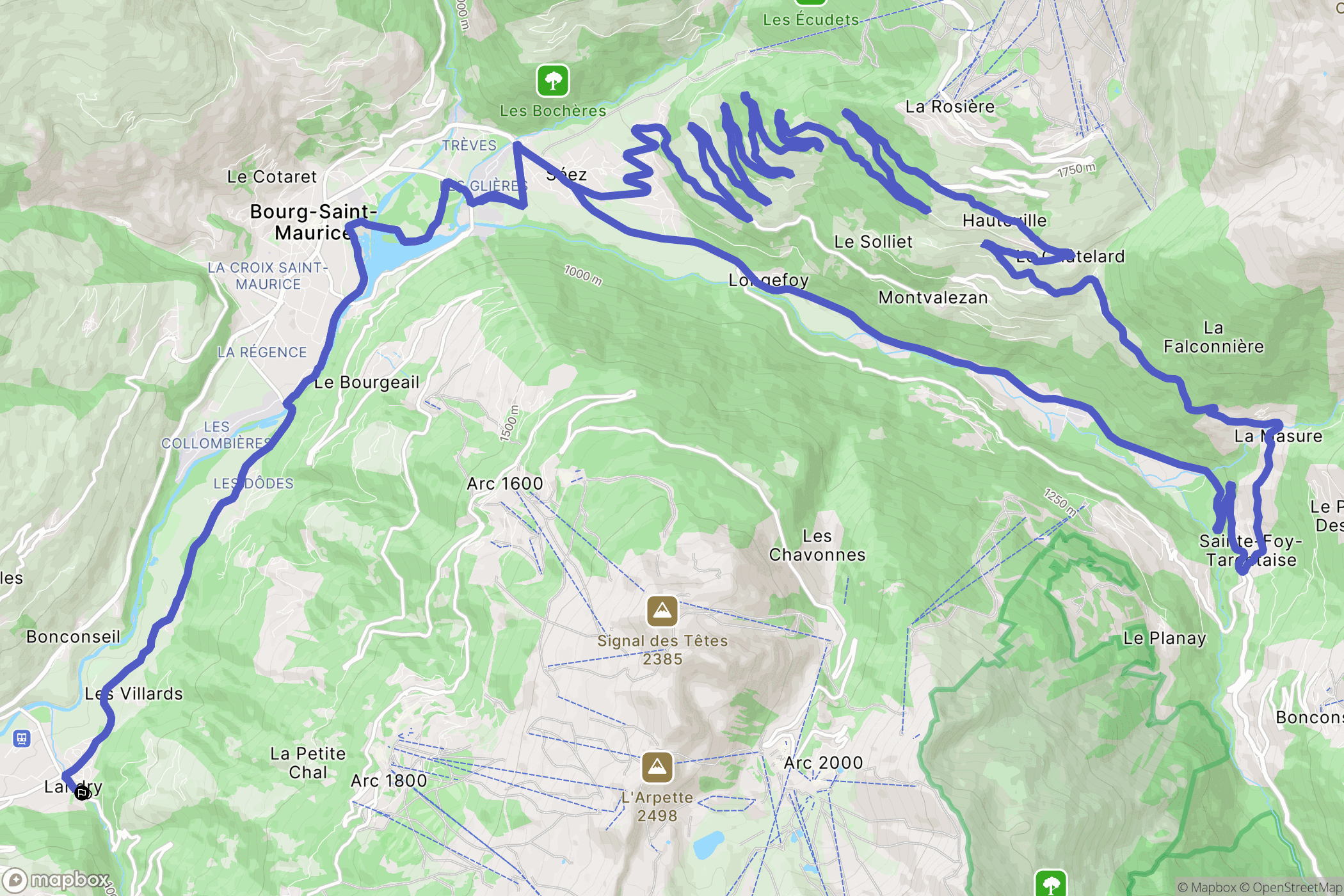 Landry : carte du parcours de randonnée - France