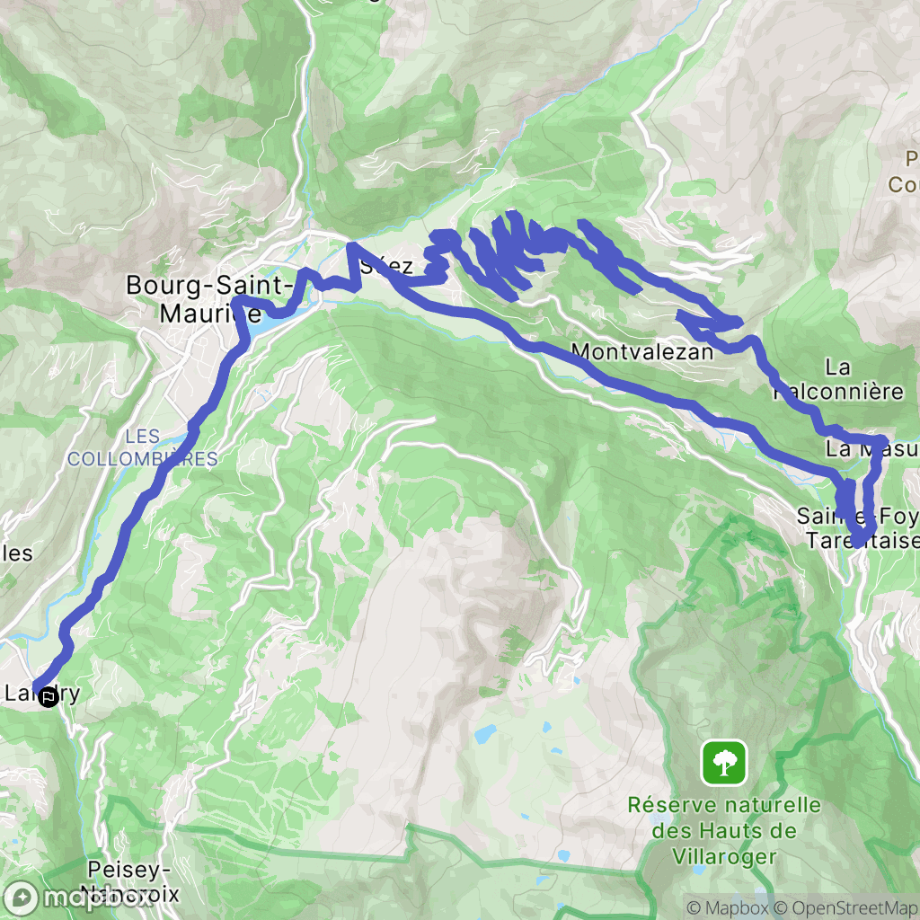 Landry : carte du parcours de randonnée - France