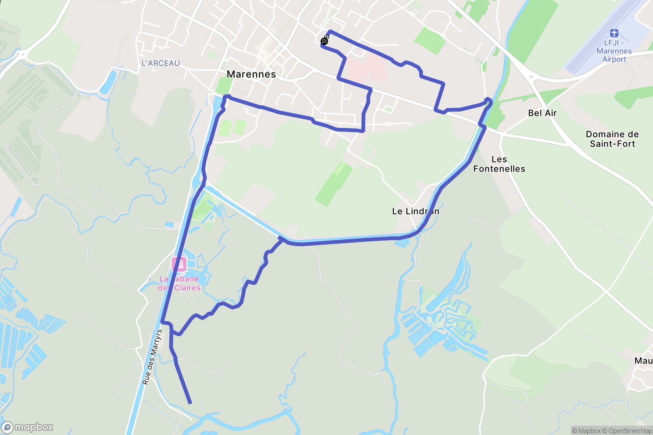 Marennes-Hiers-Brouage : carte du parcours de randonnée - France