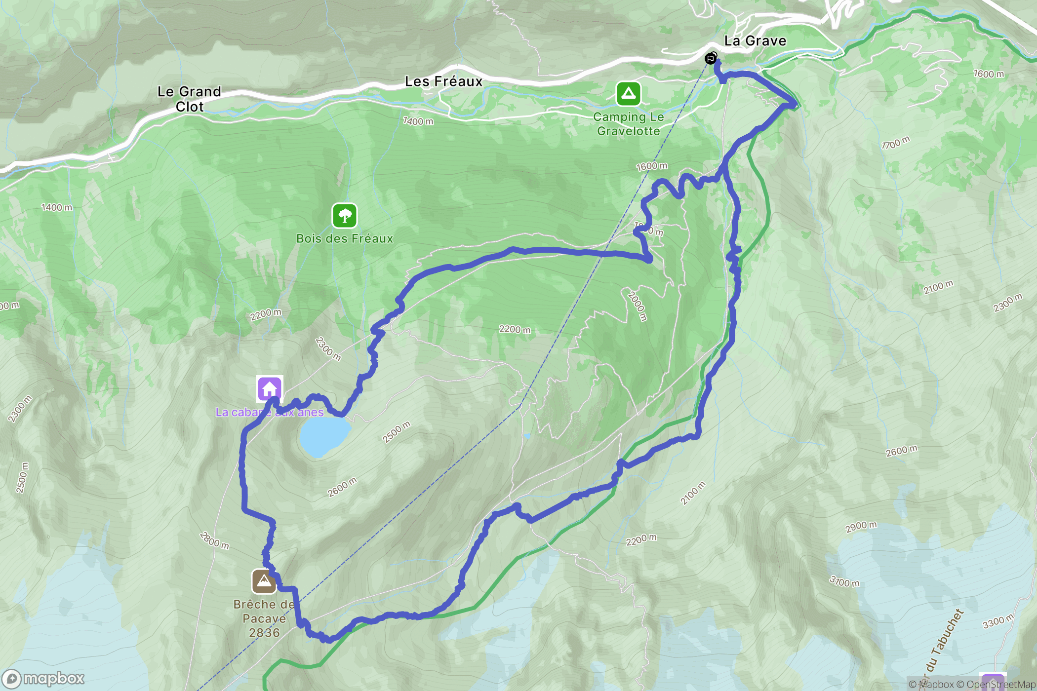 La Grave : carte du parcours de randonnée - France