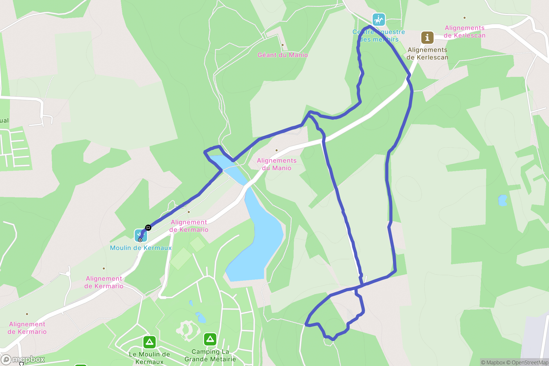 Carnac : carte du parcours de randonnée - France