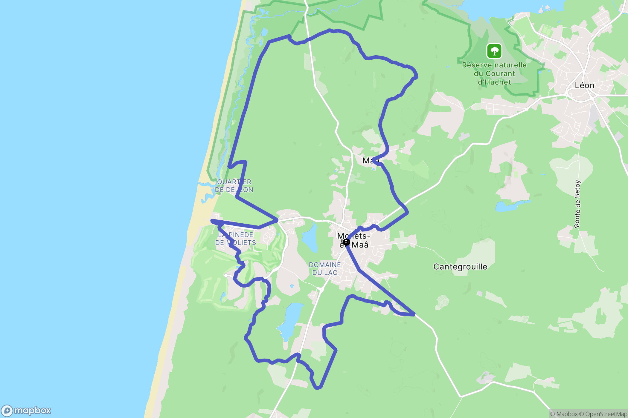 Moliets-et-Maa : carte du parcours de randonnée - France