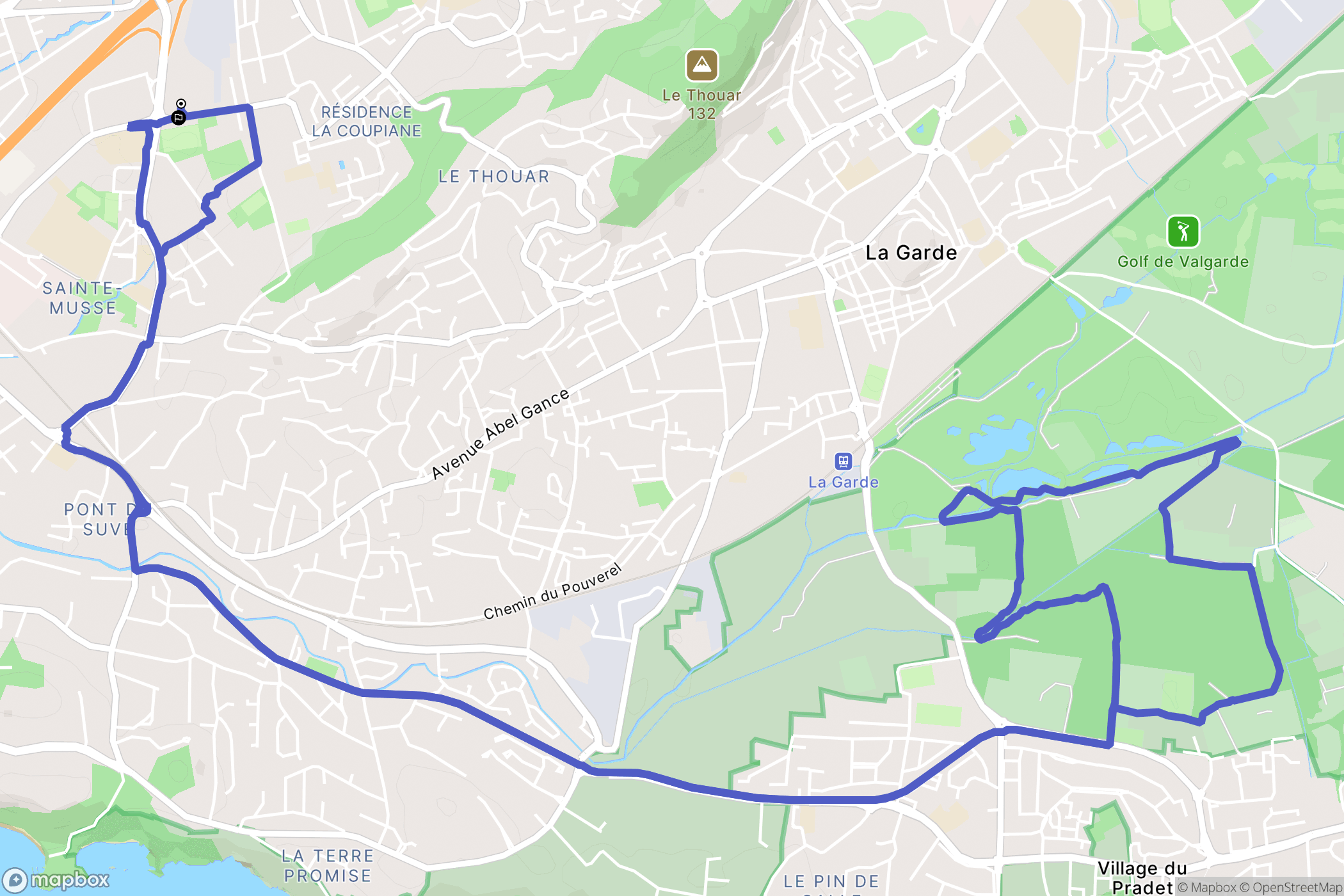 Toulon : carte du parcours de randonnée - France