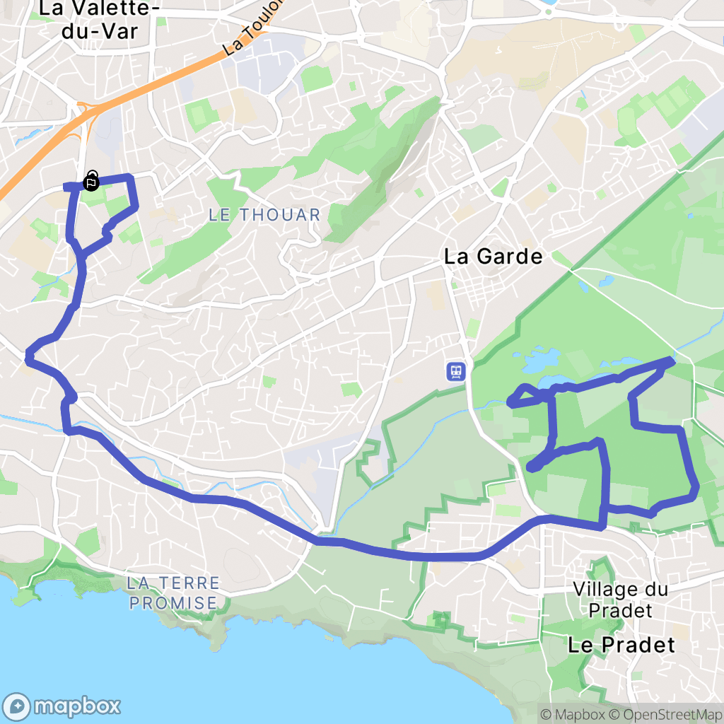 Toulon : carte du parcours de randonnée - France