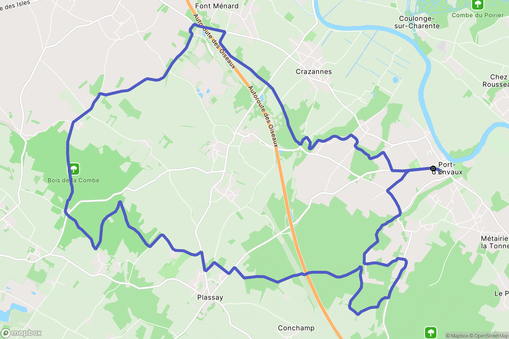 Port-d'Envaux : carte du parcours de randonnée - France