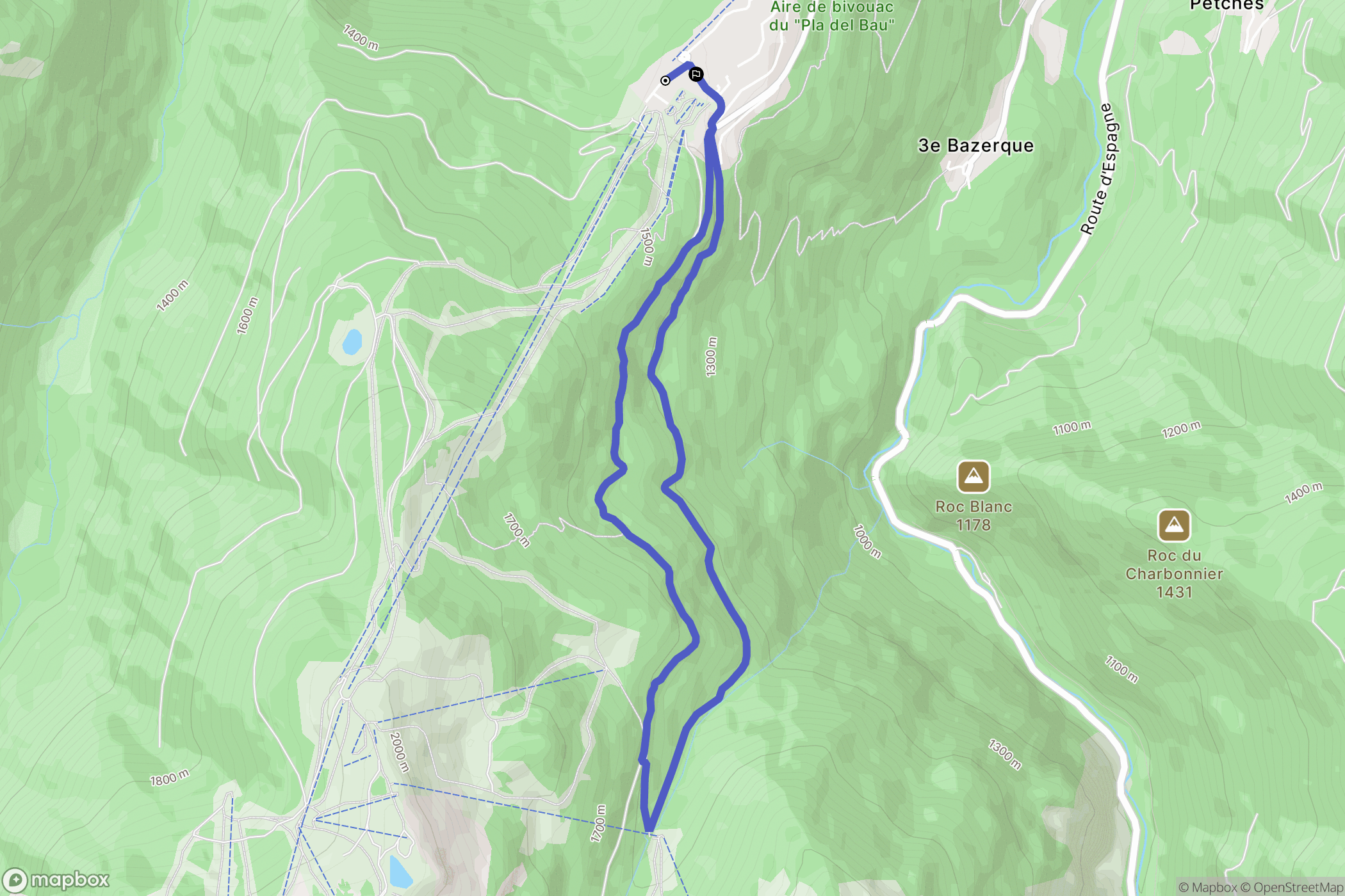Ax-les-Thermes : carte du parcours de randonnée - France