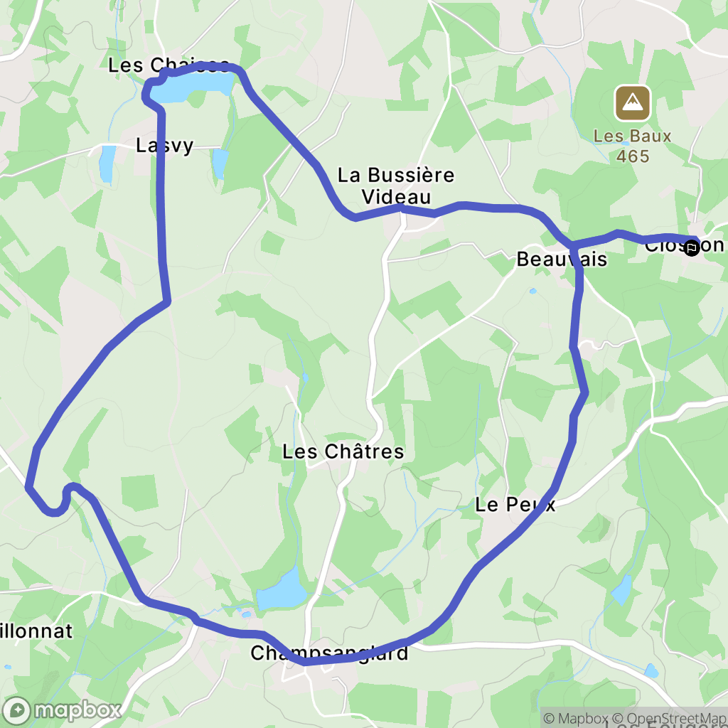 Champsanglard : carte du parcours de randonnée - France
