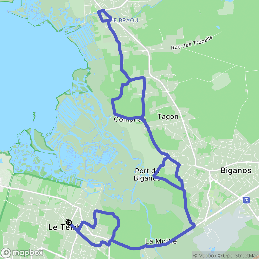 Le Teich : carte du parcours de randonnée - France