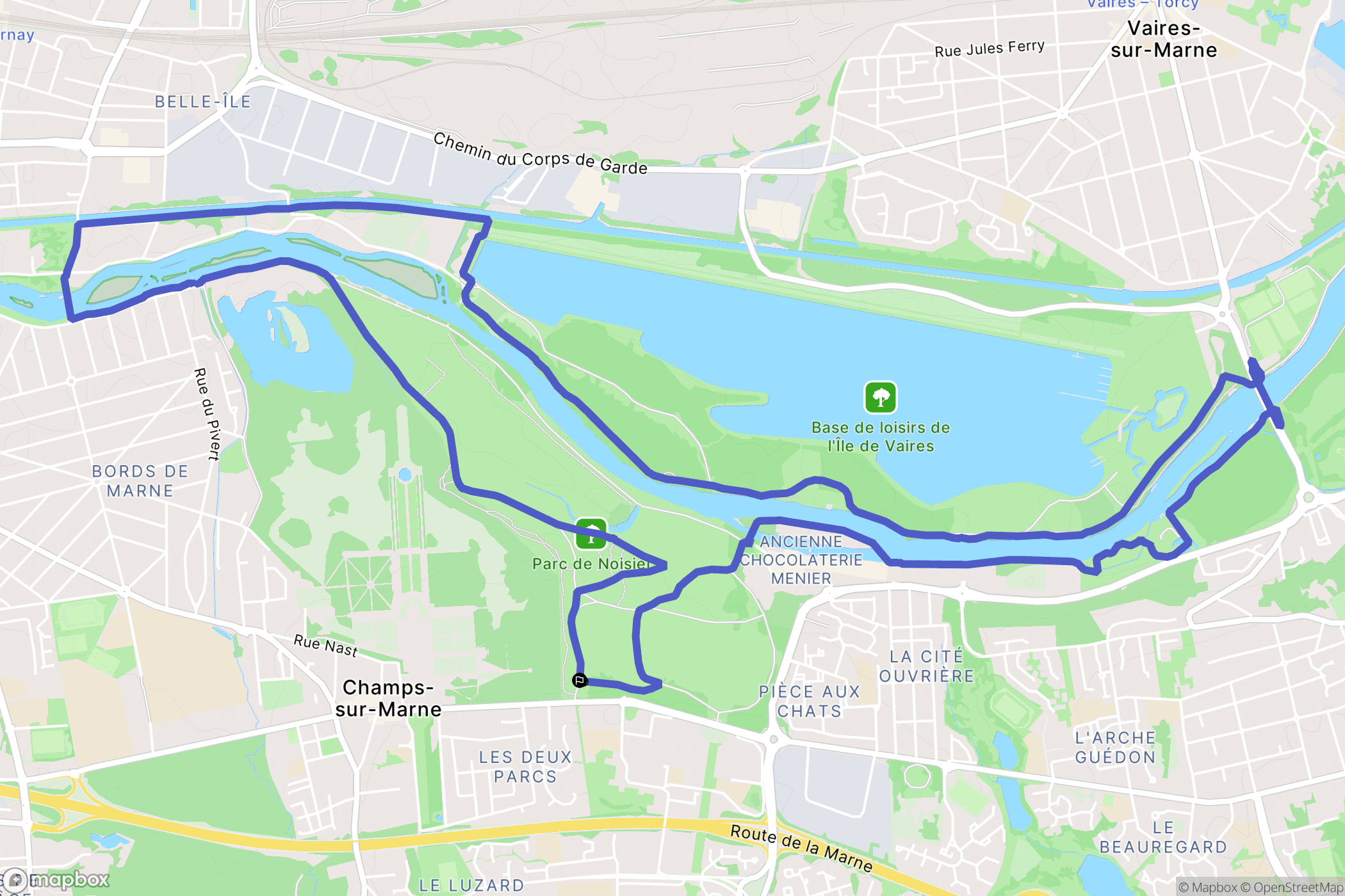 Champs-sur-Marne : carte du parcours de randonnée - France