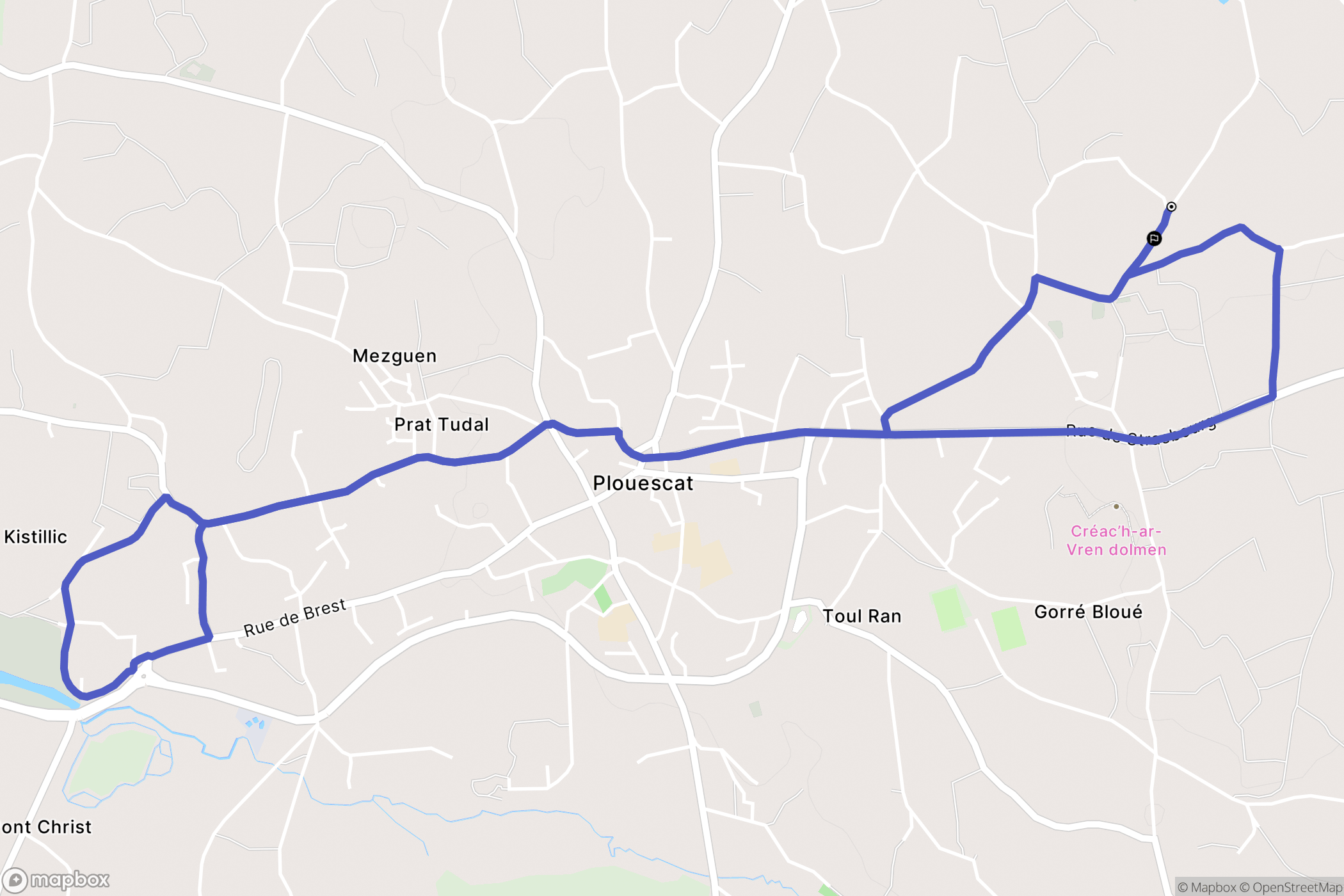 Cléder : carte du parcours de randonnée - France