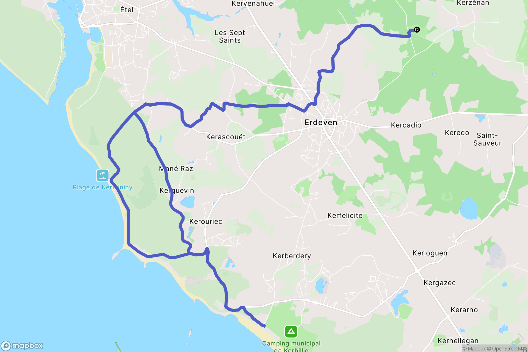 Belz : carte du parcours de randonnée - France