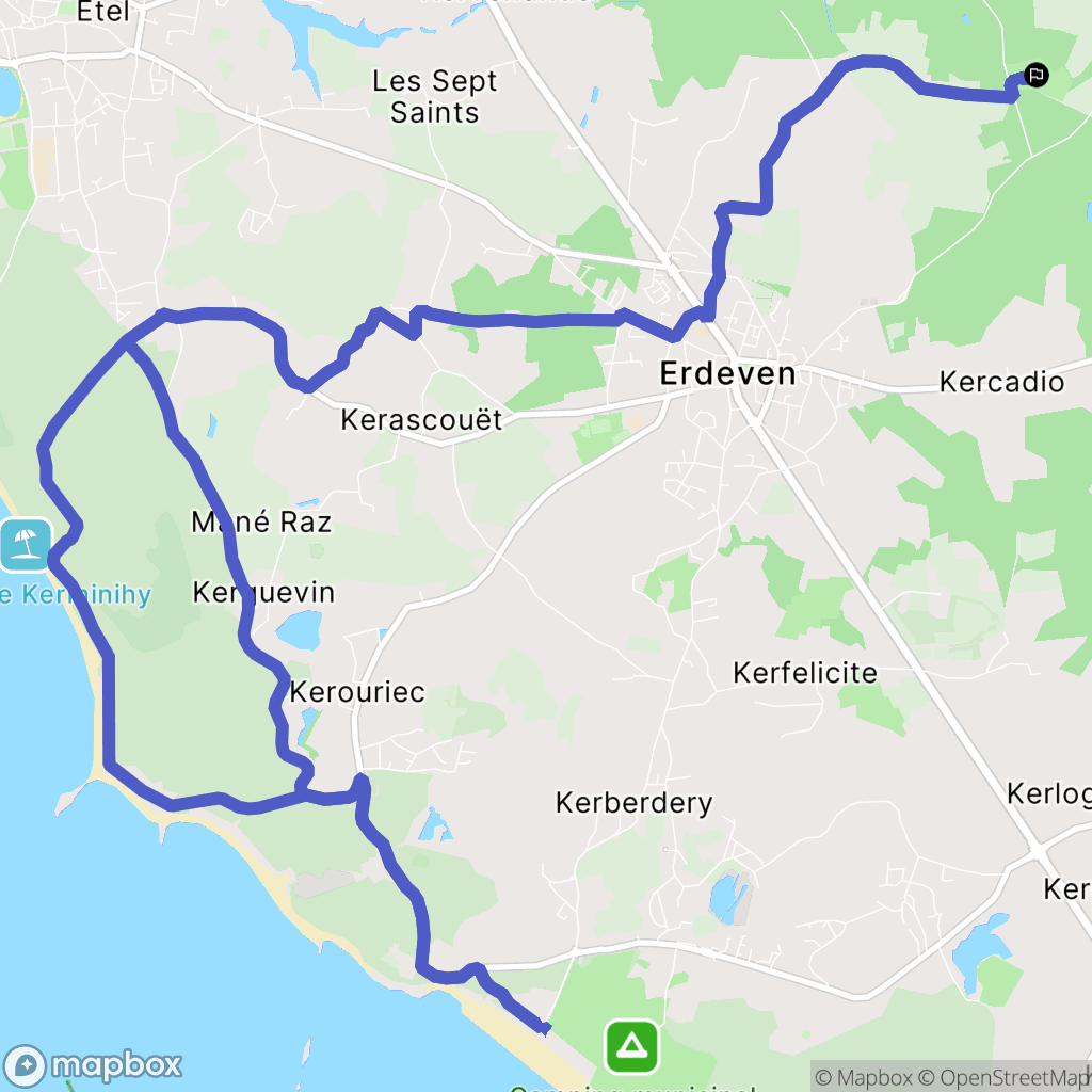 Belz : carte du parcours de randonnée - France