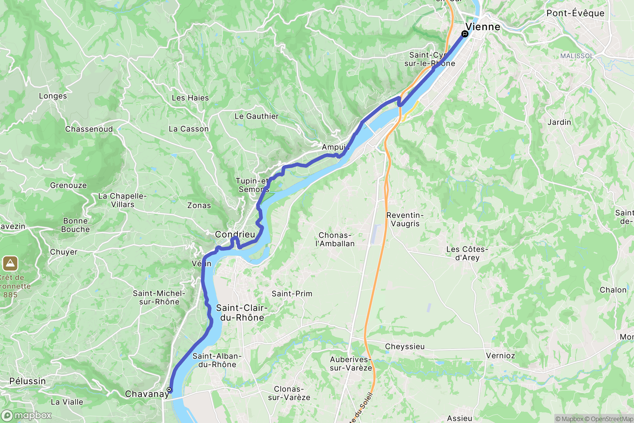 Chavanay : carte du parcours de randonnée - France