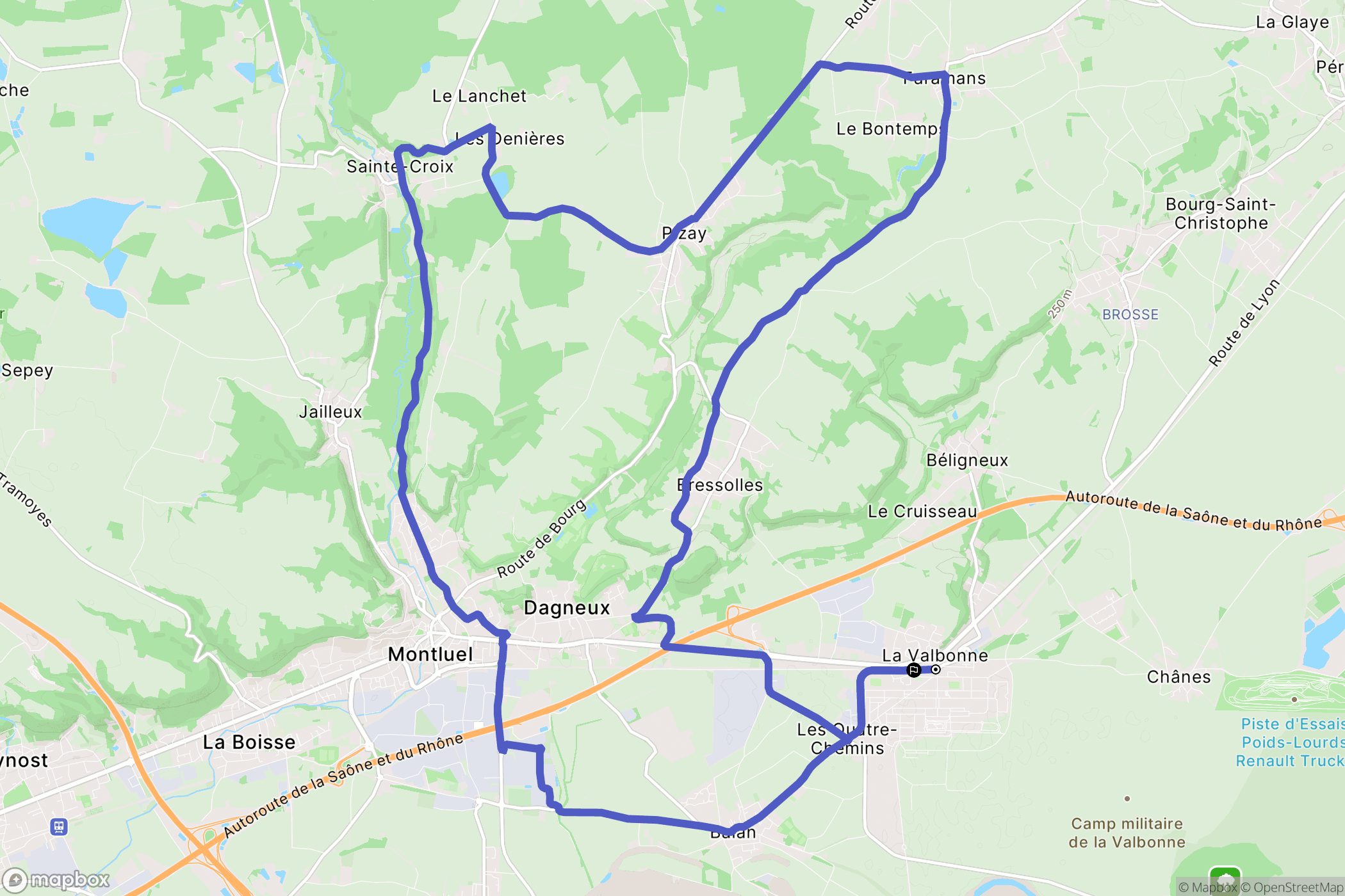 Balan : carte du parcours de randonnée - France