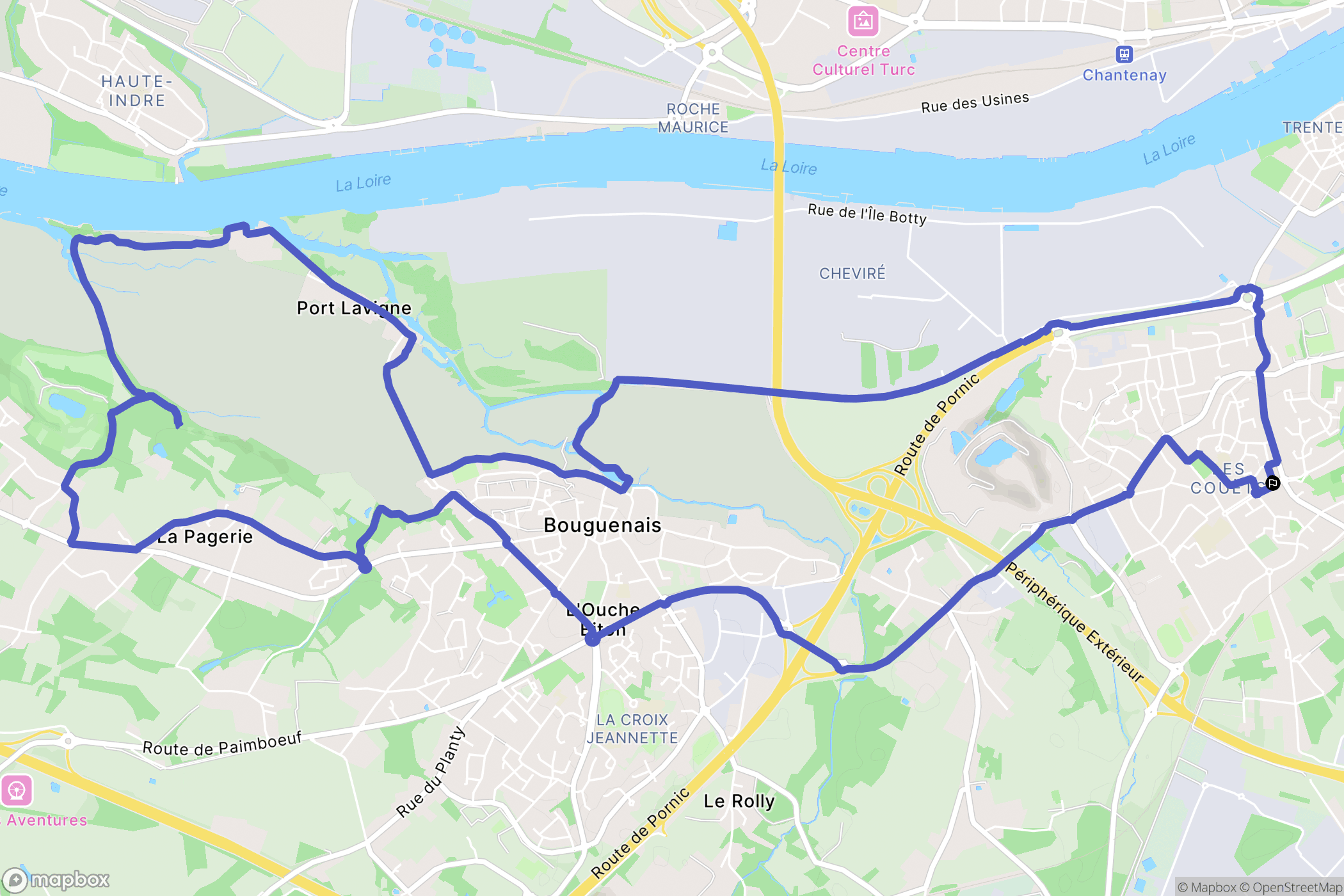 Bouguenais : carte du parcours de randonnée - France