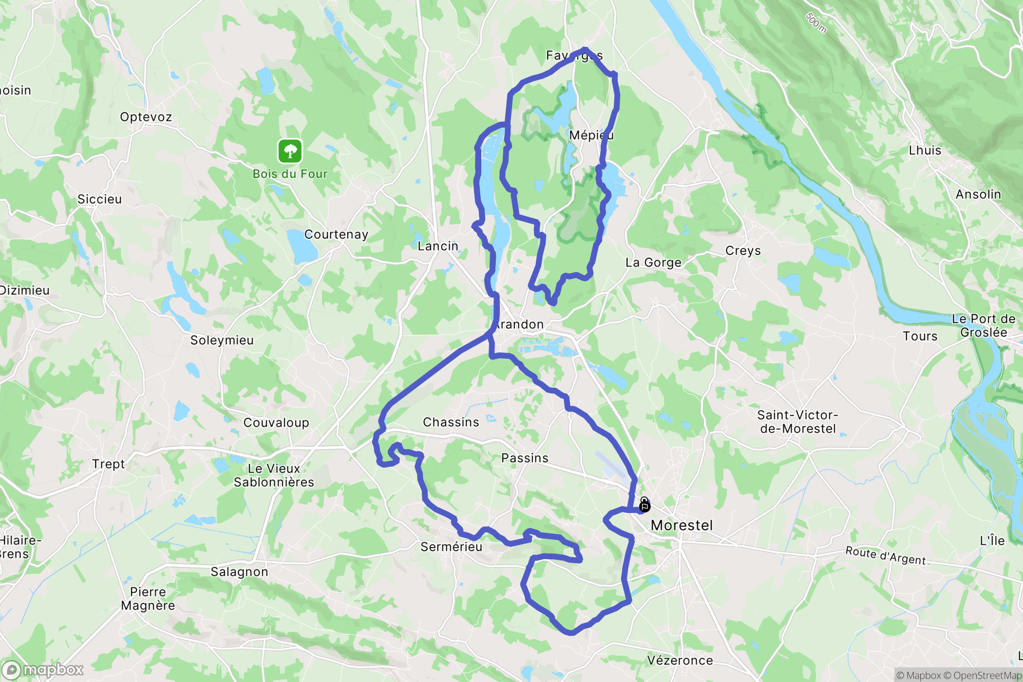 Morestel : carte du parcours de randonnée - France