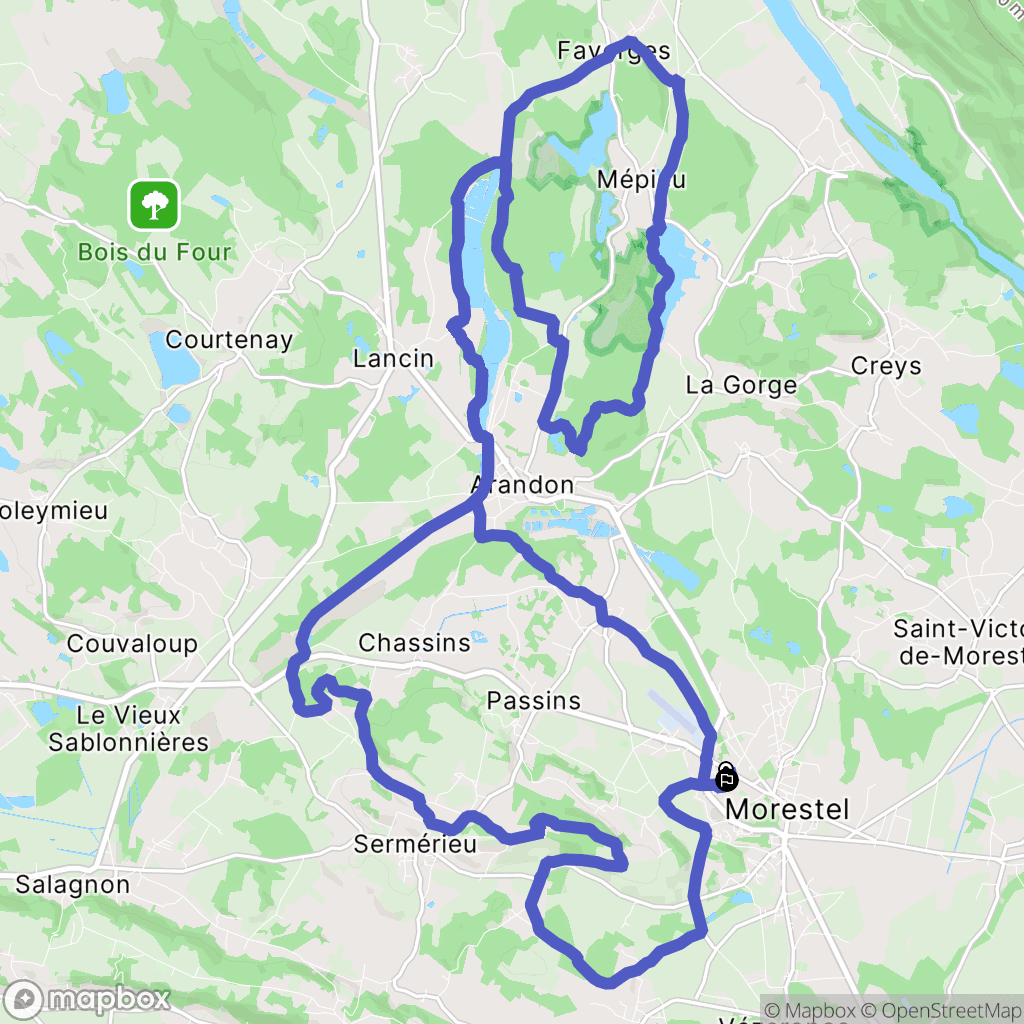 Morestel : carte du parcours de randonnée - France
