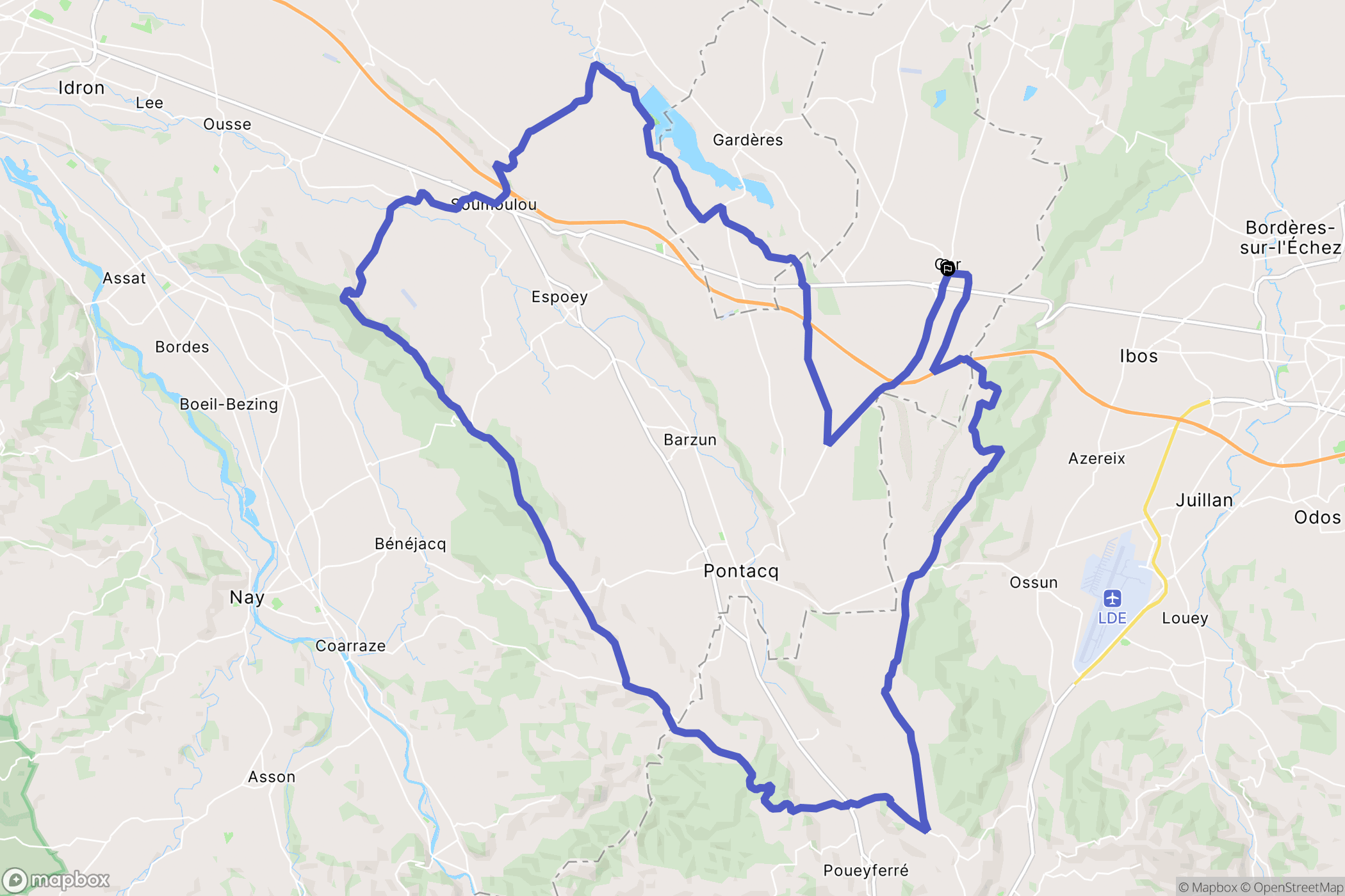 Ger : carte du parcours de randonnée - France