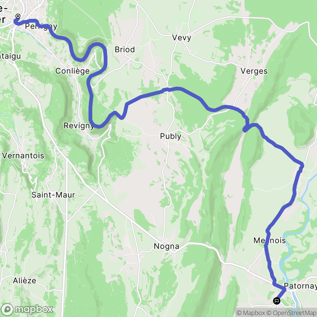 Lons-le-Saunier : carte du parcours de randonnée - France