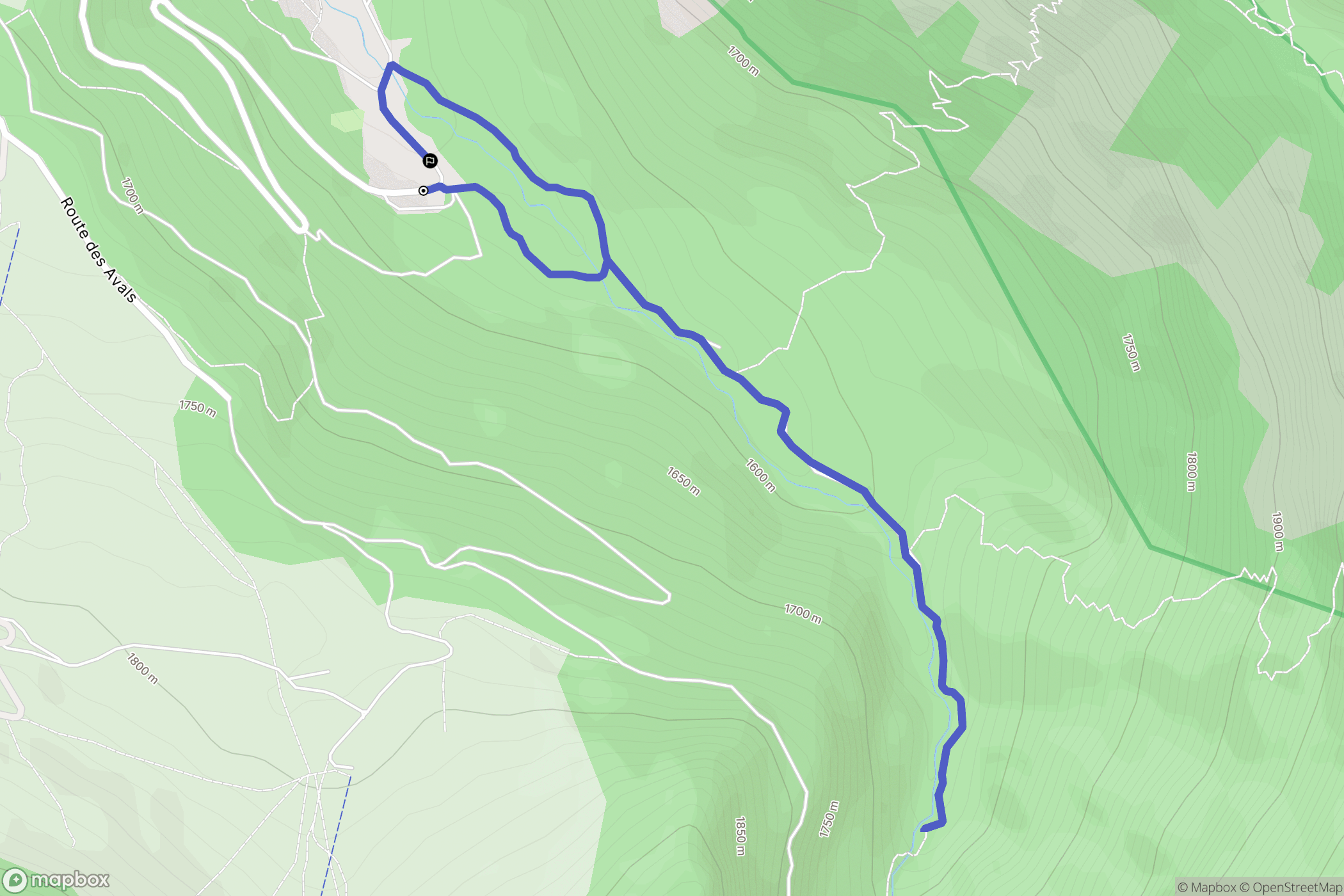 Courchevel : carte du parcours de randonnée - France