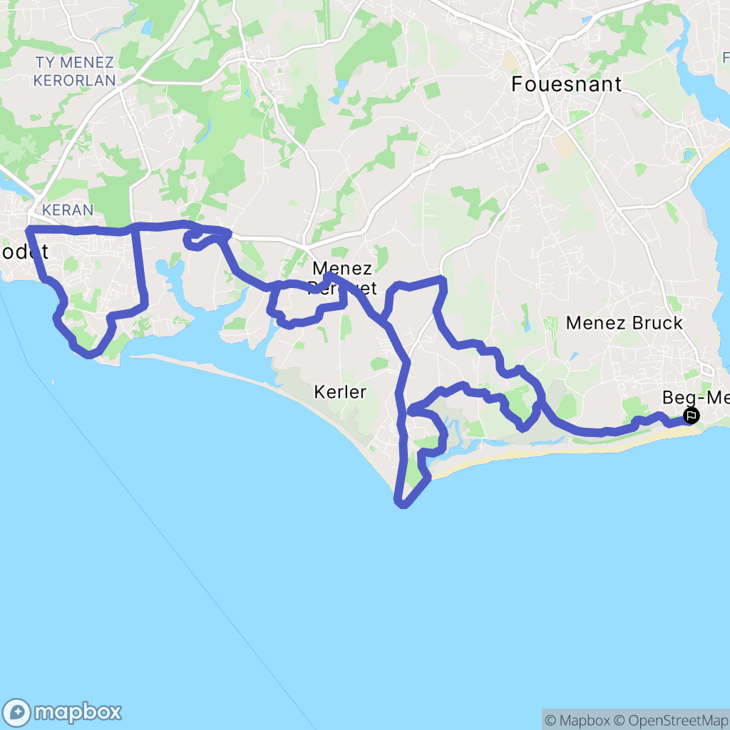 Fouesnant : carte du parcours de randonnée - France