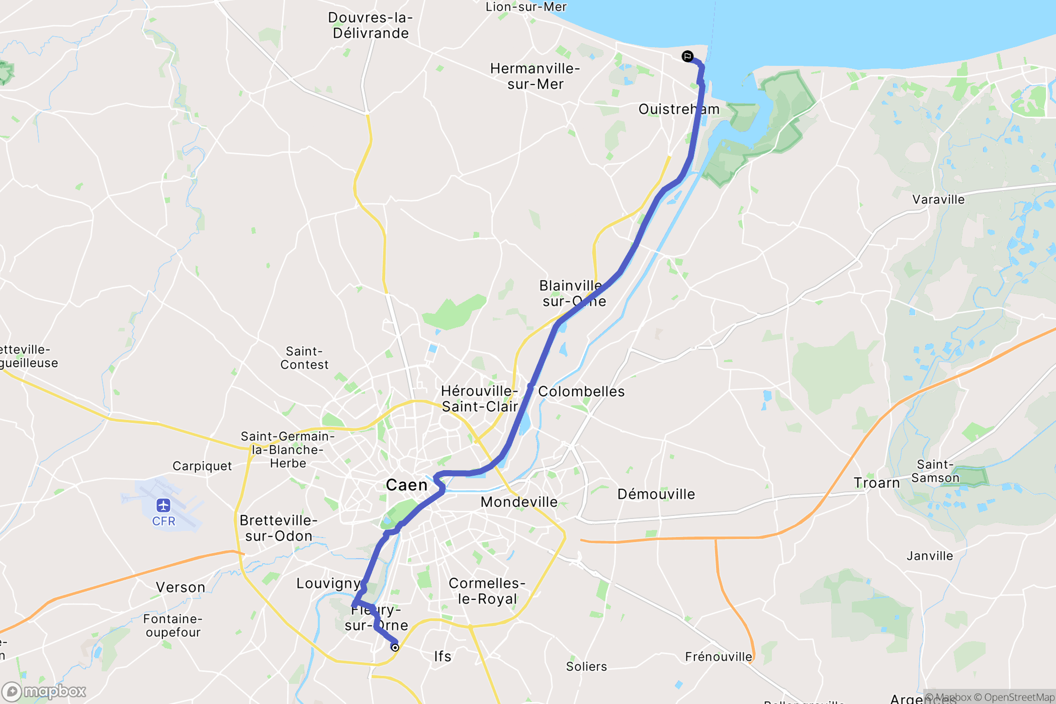 Fleury-sur-Orne : carte du parcours de randonnée - France