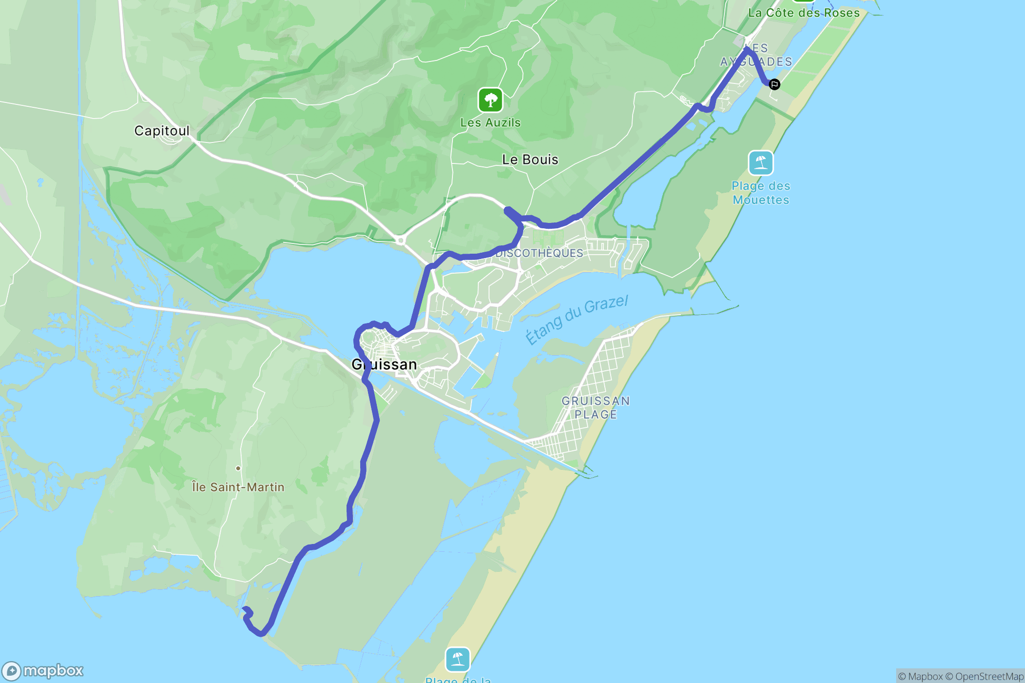 Gruissan : carte du parcours de randonnée - France