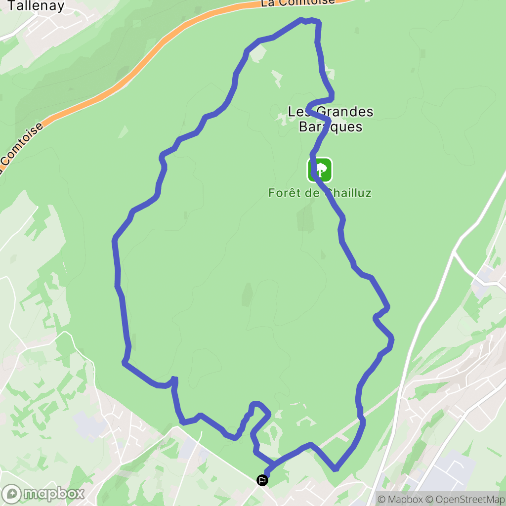 Besançon : carte du parcours de randonnée - France