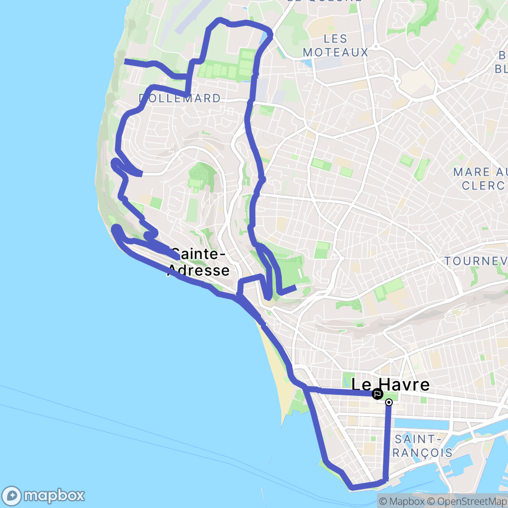 Le Havre : carte du parcours de randonnée - France