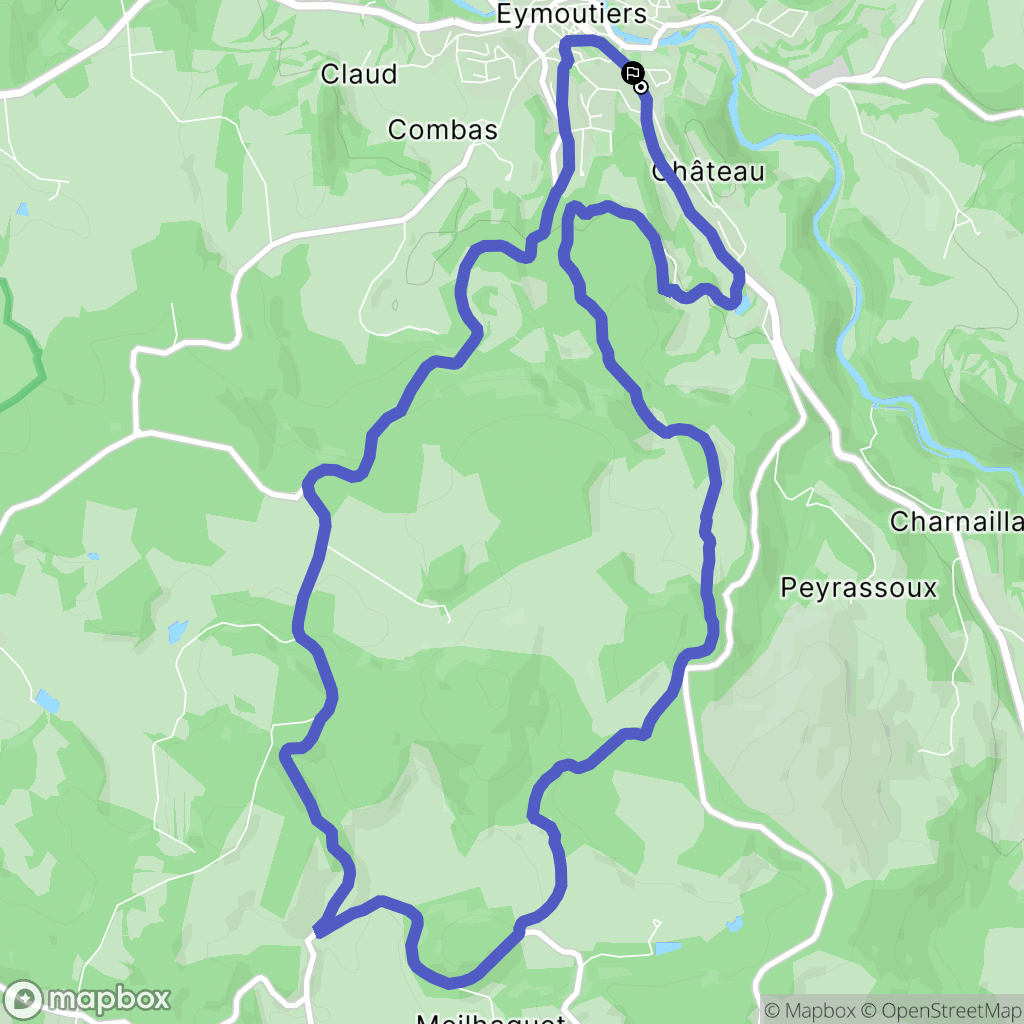 Eymoutiers : carte du parcours de randonnée - France