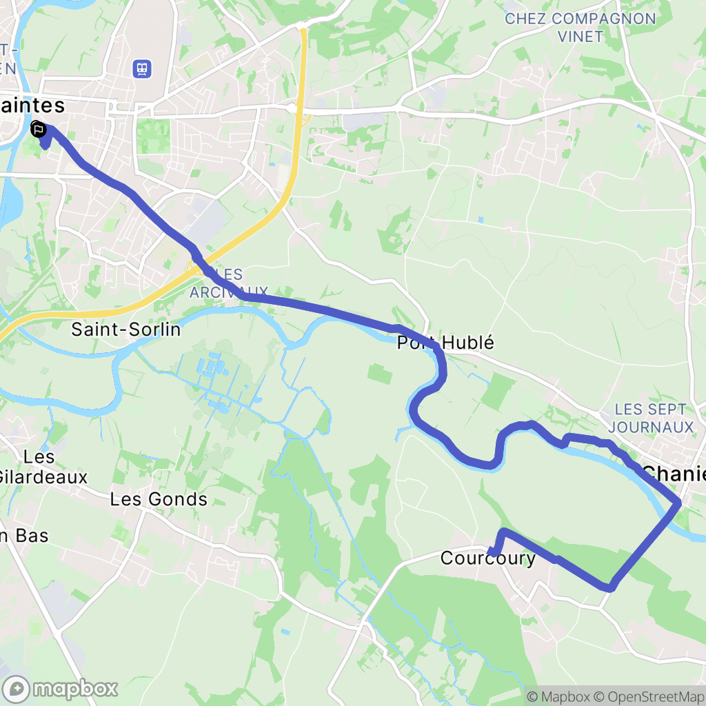 Saintes : carte du parcours de randonnée - France