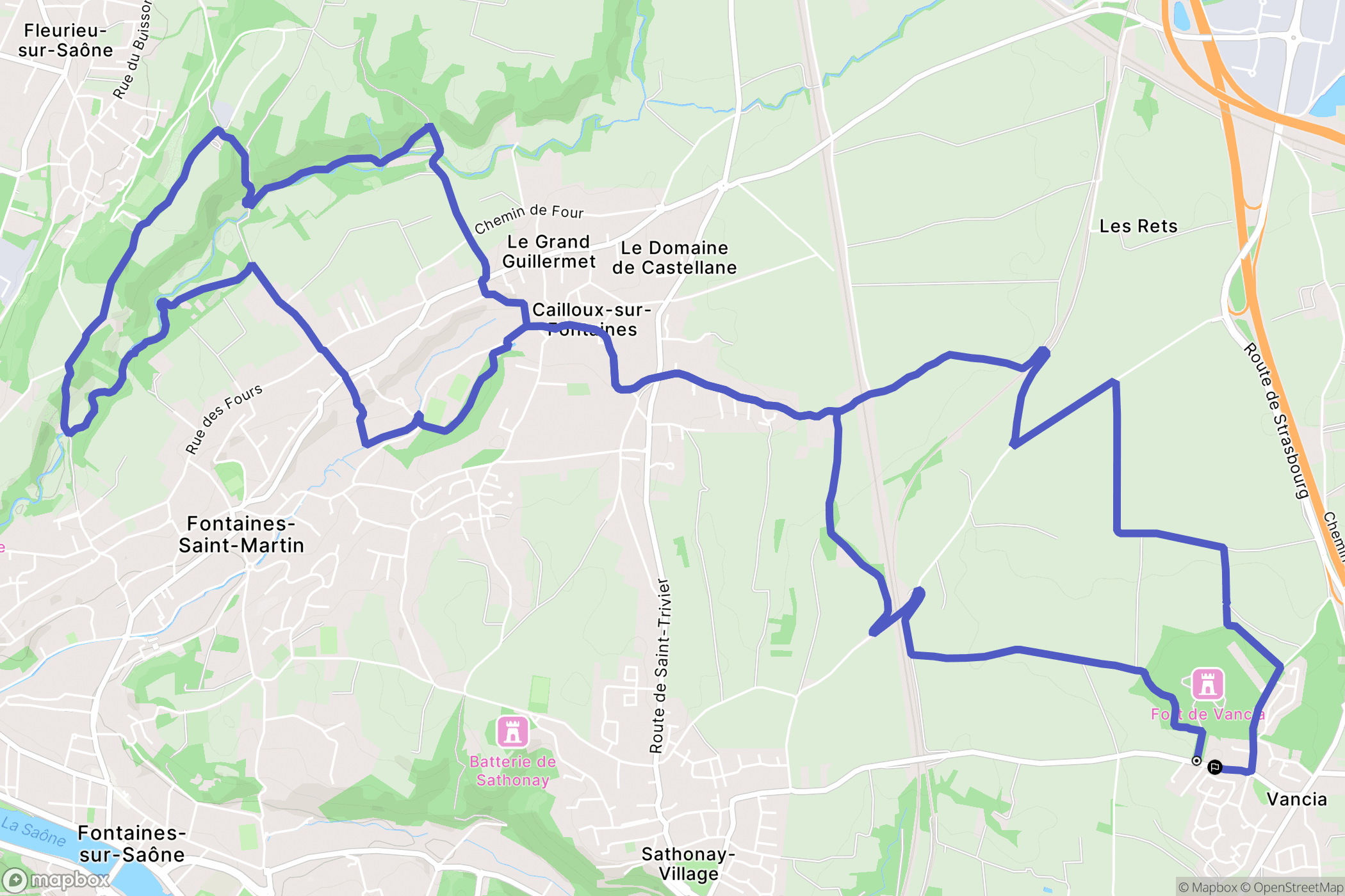 Rillieux-la-Pape : carte du parcours de randonnée - France