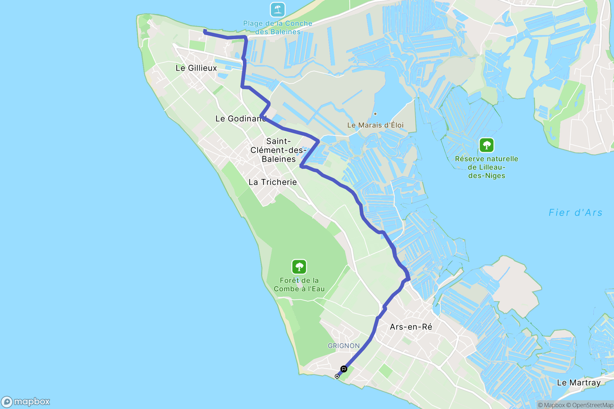 Ars-en-Ré : carte du parcours de randonnée - France