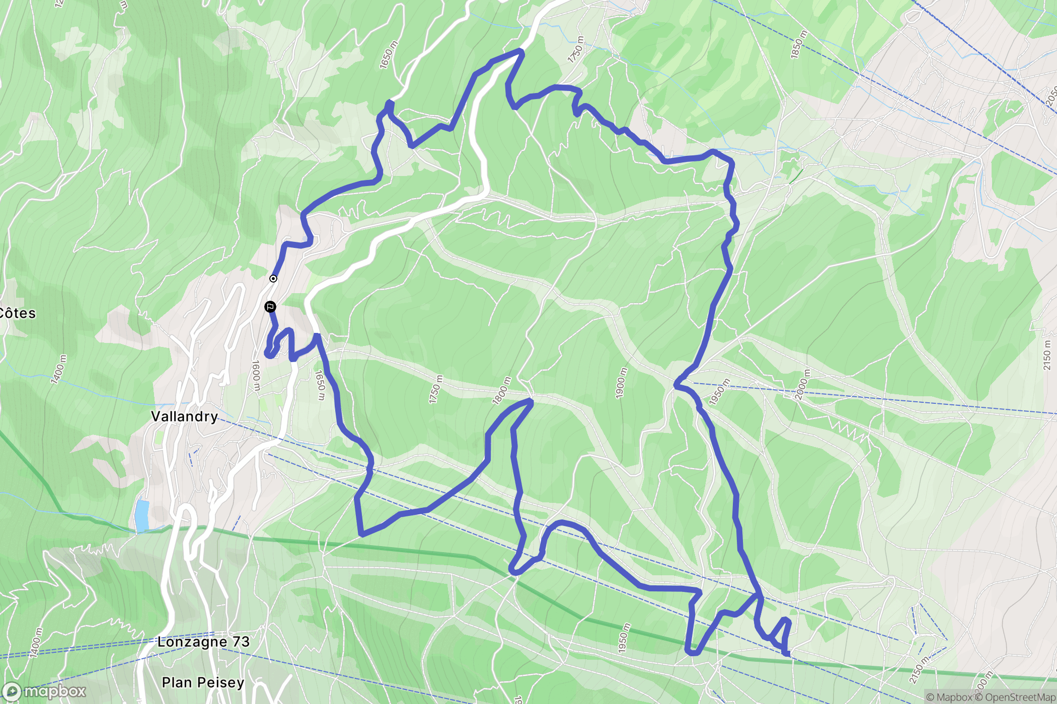 Landry : carte du parcours de randonnée - France