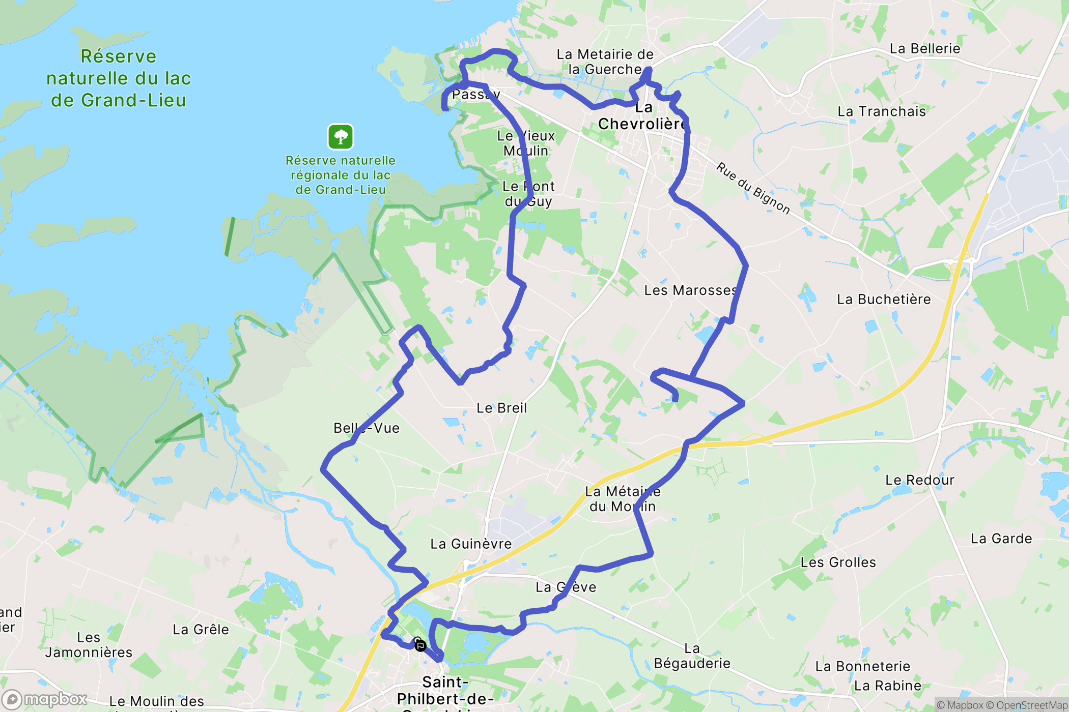 Saint-Philbert-de-Grand-Lieu : carte du parcours de randonnée - France