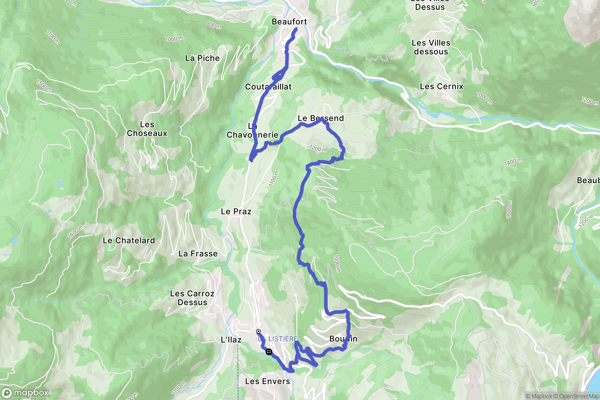 Beaufort : carte du parcours de randonnée - France