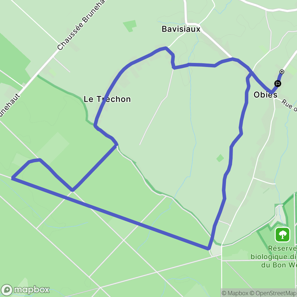 Obies : carte du parcours de randonnée - France