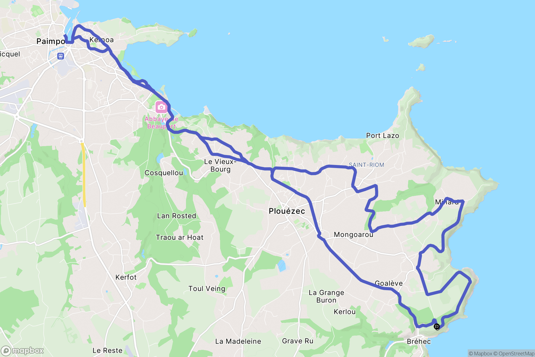 Plouézec : carte du parcours de randonnée - France