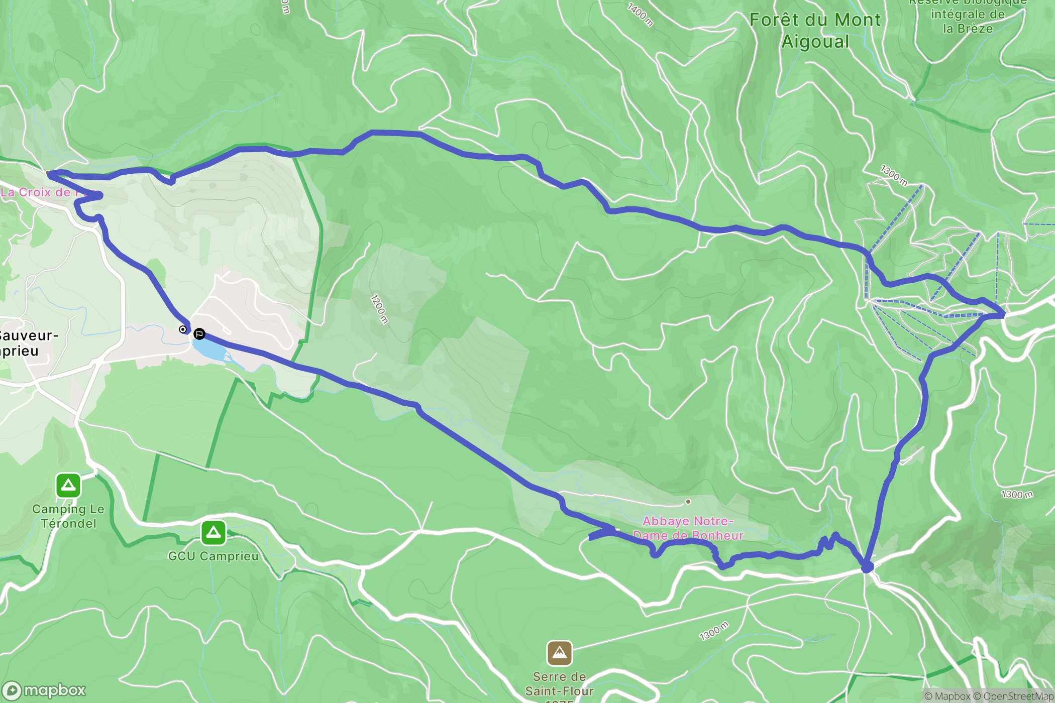 Saint-Sauveur-Camprieu : carte du parcours de randonnée - France